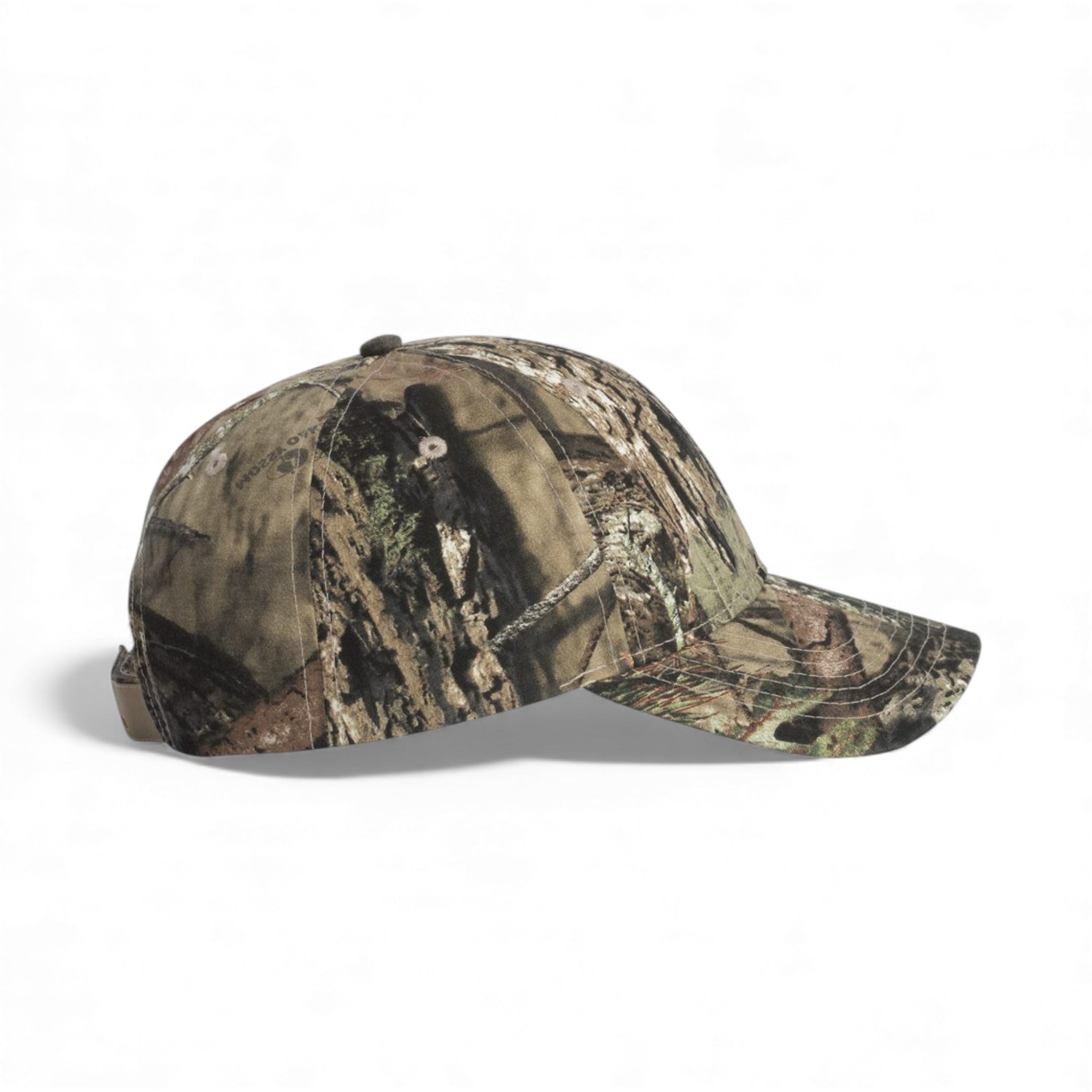 Right side view of Kati LC15V custom hat in mossy oak country