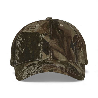 Front view of Kati LC15V custom hat in realtree hardwood hd