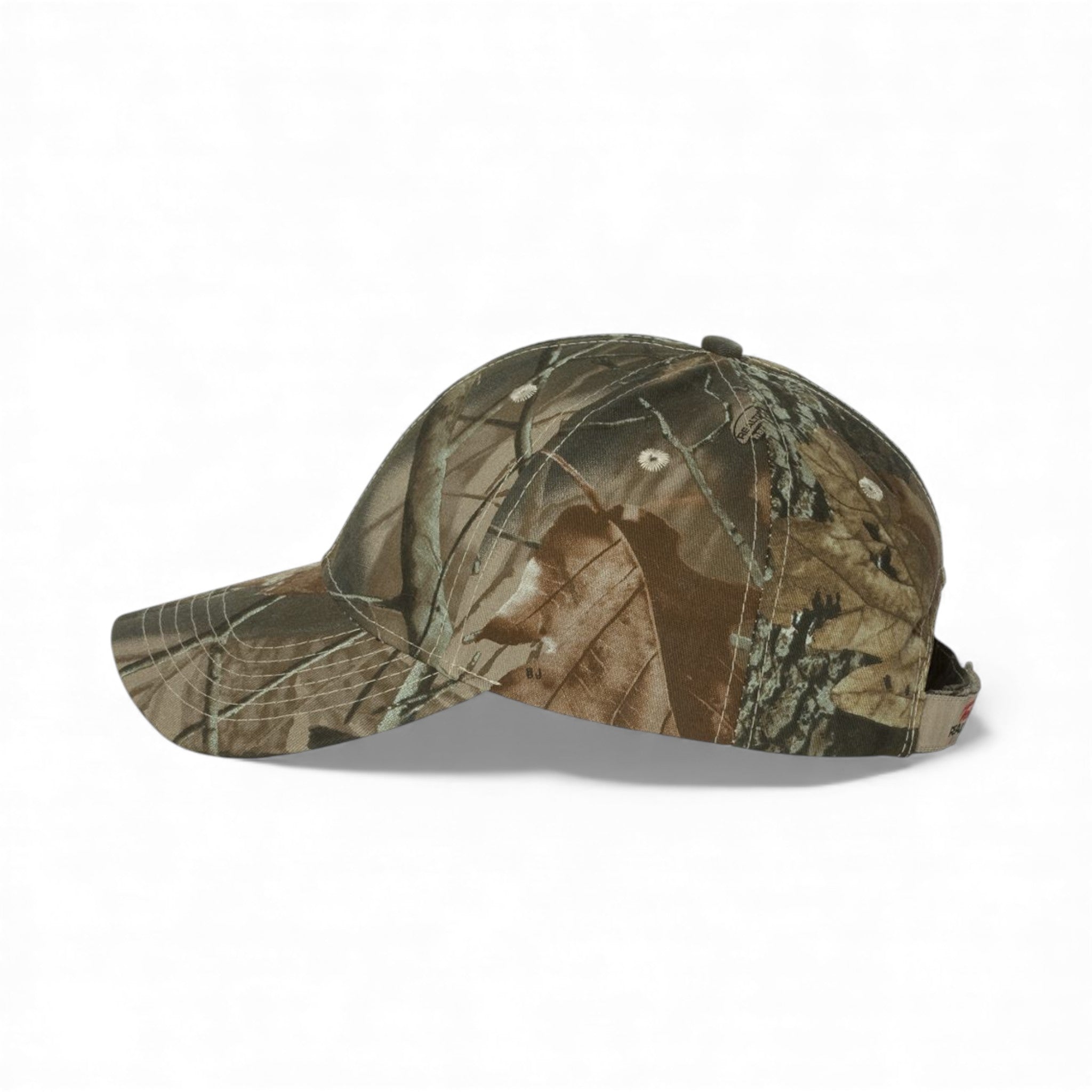 Left side view of Kati LC15V custom hat in realtree hardwood hd