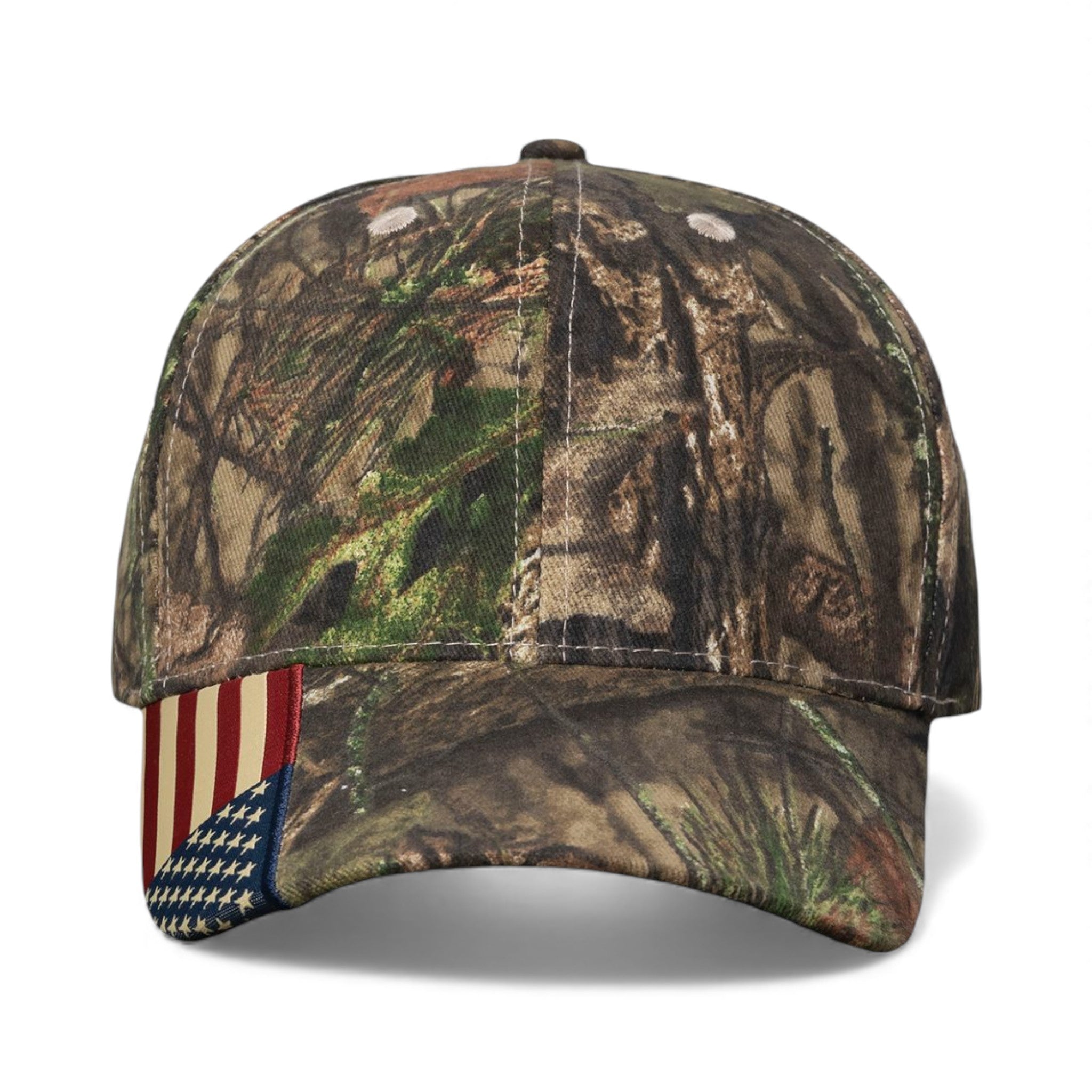 Front view of Kati LC350 custom hat in xtra and usa flag