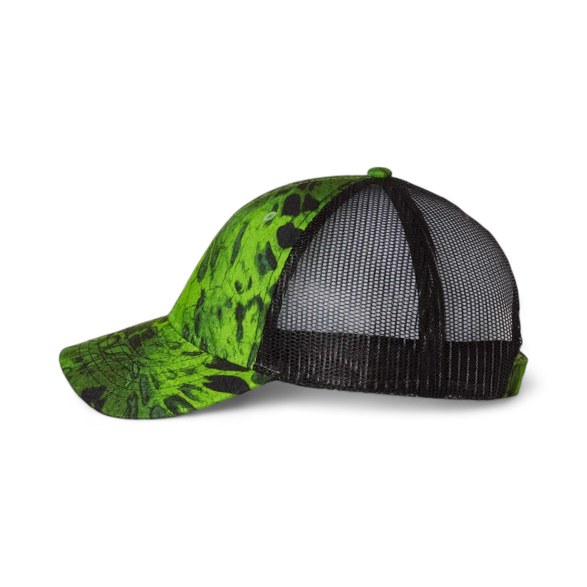 Side view of Kati LC5M custom hat in prym1 amped green and black