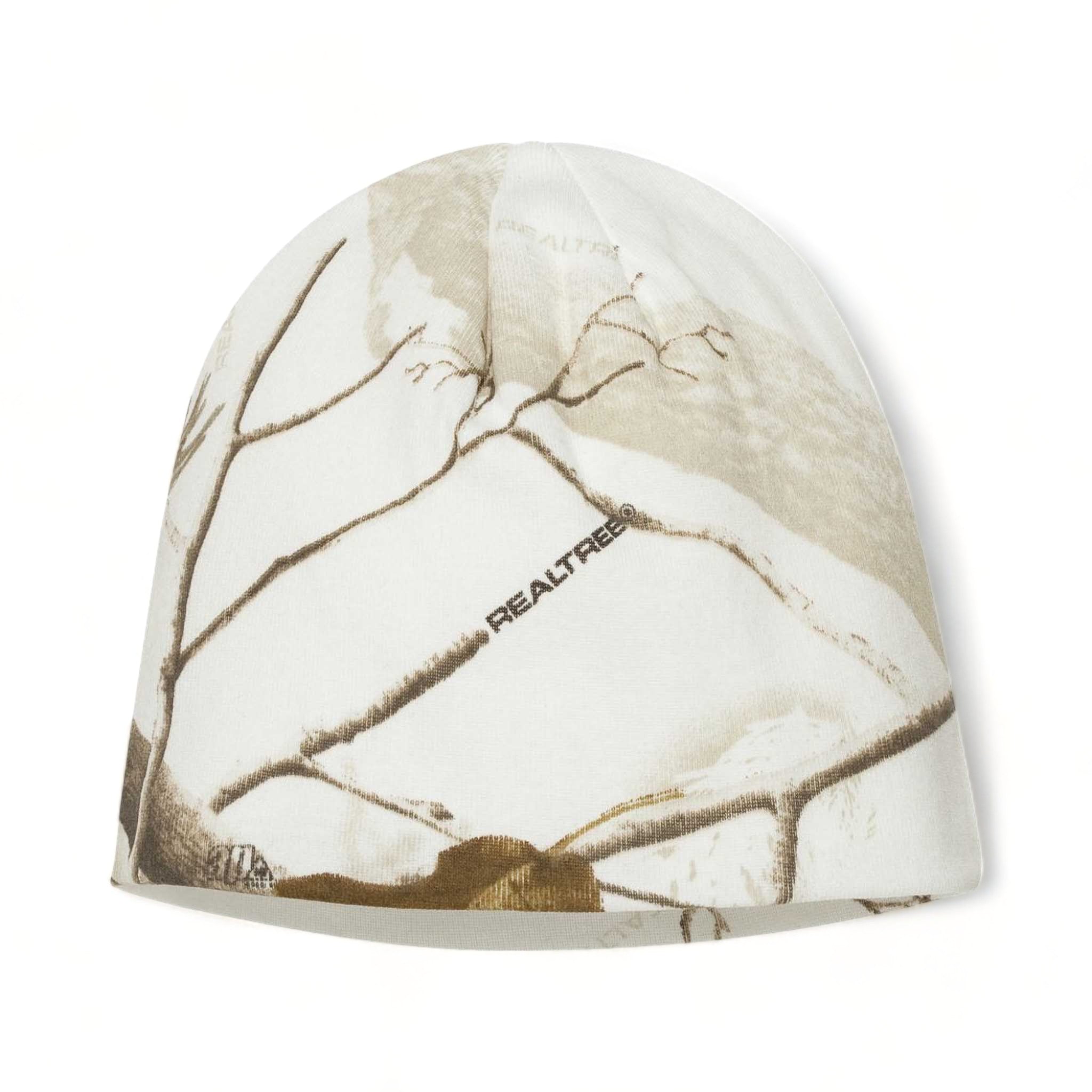 Front view of Kati LCB08 custom hat in white realtree ap