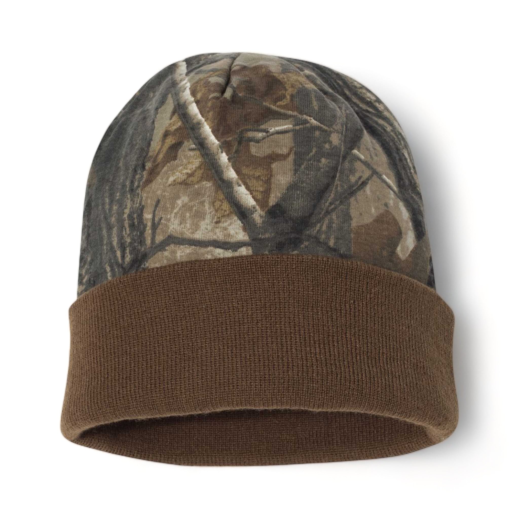 Front view of Kati LCB12 custom hat in realtree ap and brown