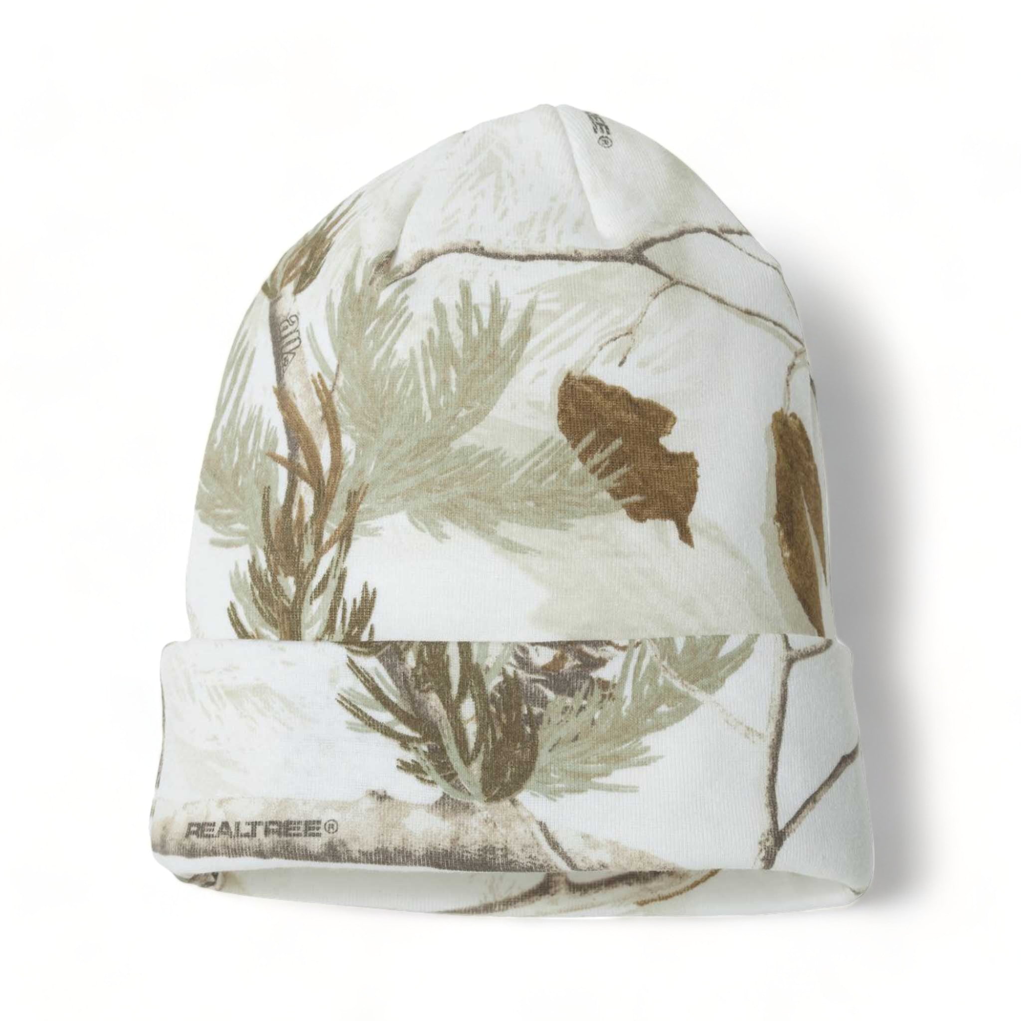Front view of Kati LCB12 custom hat in white realtree ap