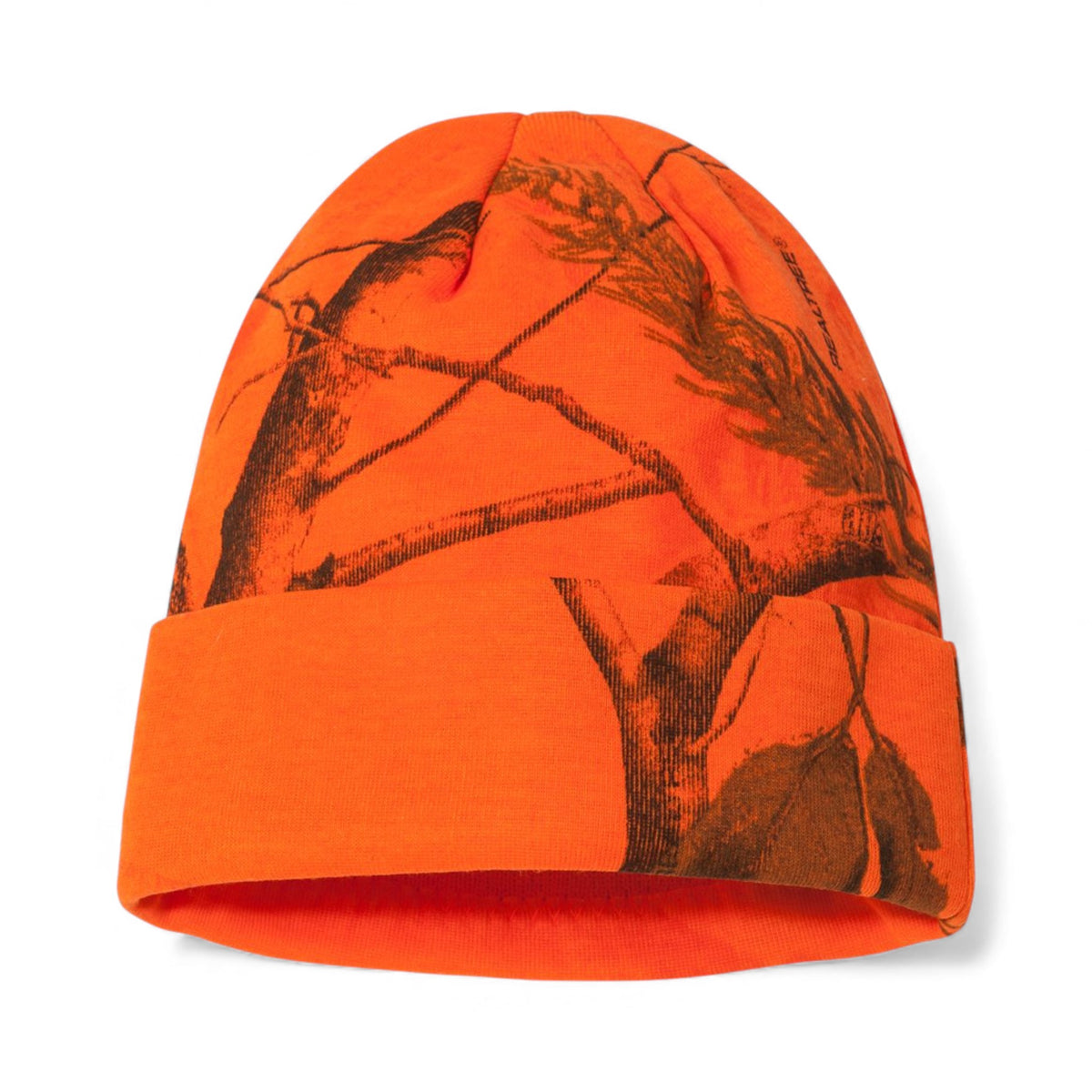 Left side view of Kati LCB12 custom hat in blaze realtree ap