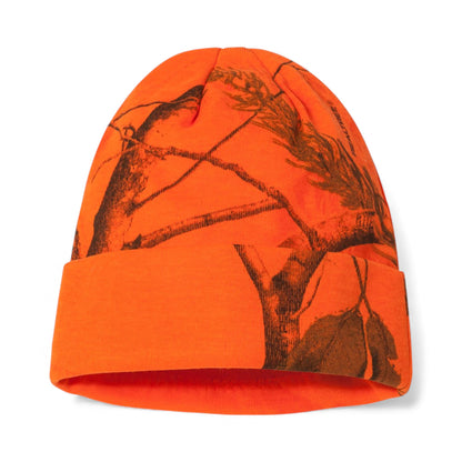 Left side view of Kati LCB12 custom hat in blaze realtree ap
