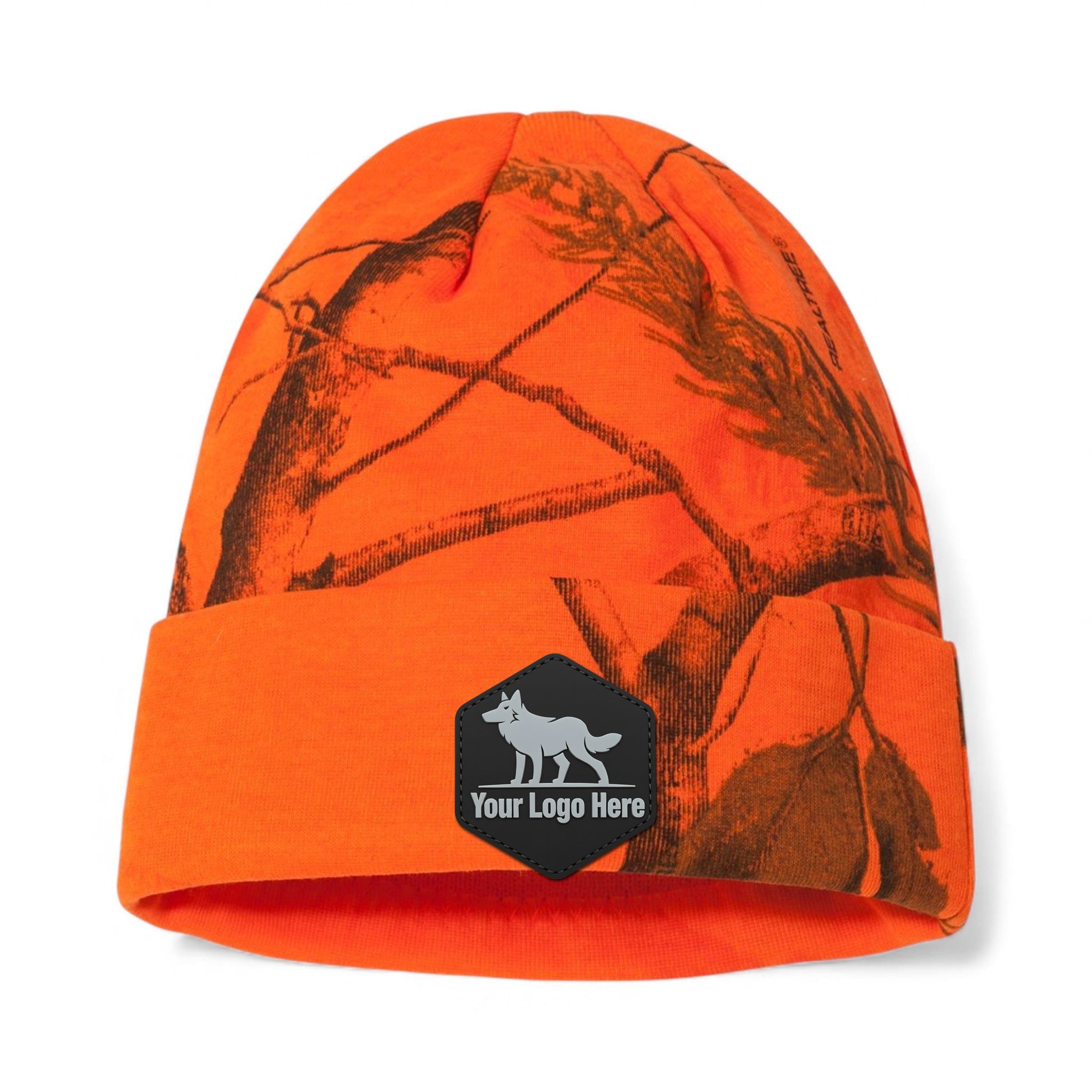 PVC patch preview of Kati LCB12 custom hat in blaze realtree ap