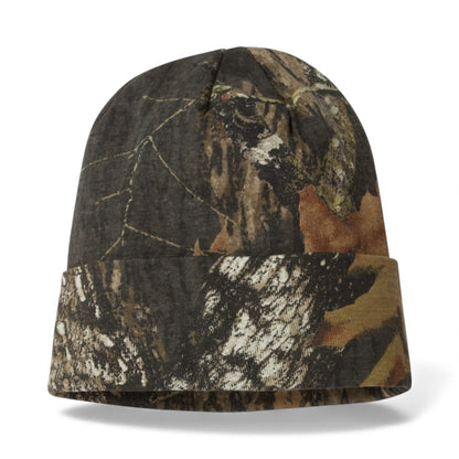 Left side view of Kati LCB12 custom hat in mossy oak breakup