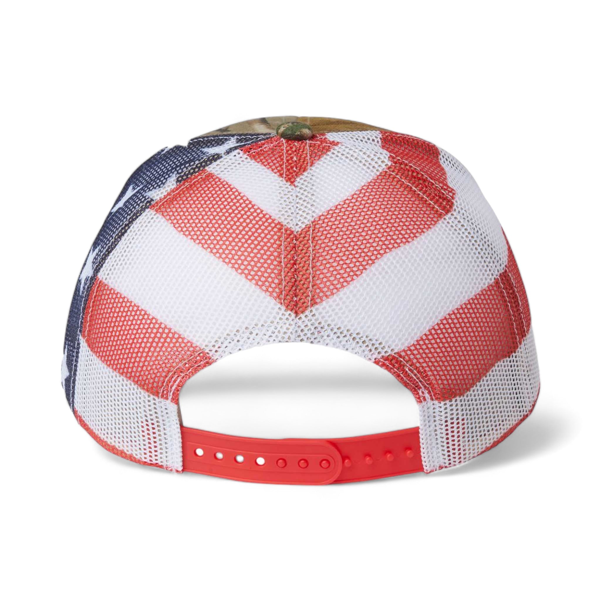 Back view of Kati S700M custom hat in all purpose and usa flag