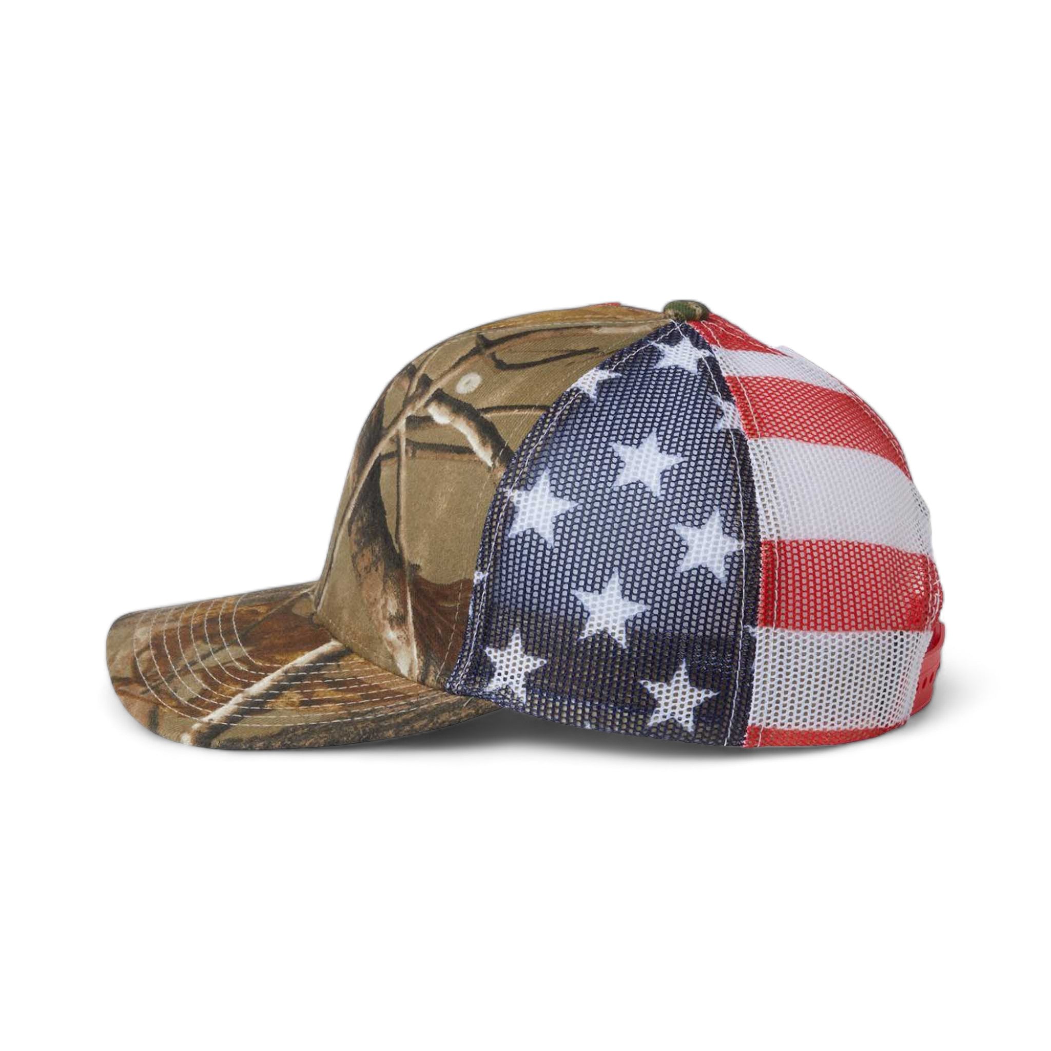 Side view of Kati S700M custom hat in all purpose and usa flag