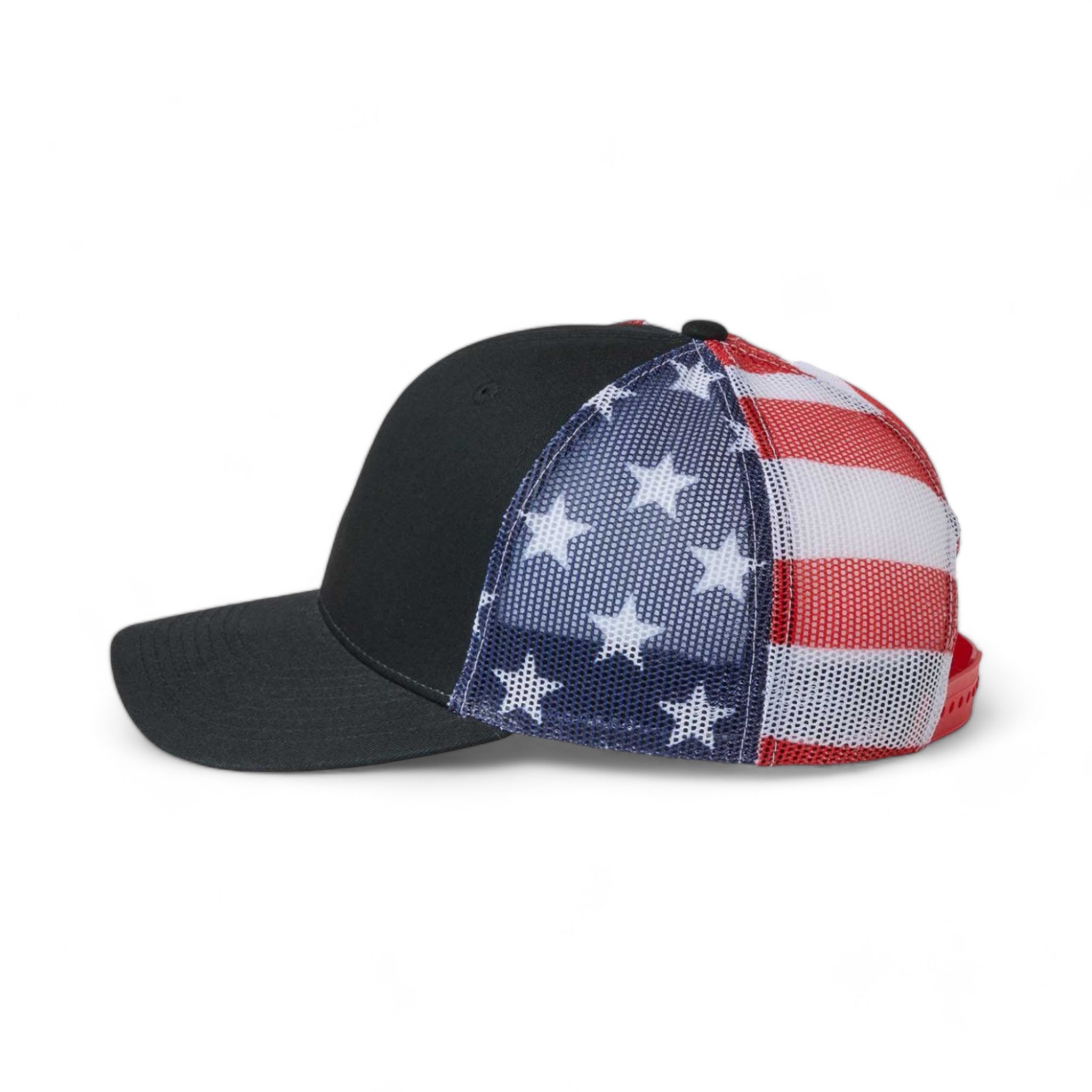 Side view of Kati S700M custom hat in black and usa flag