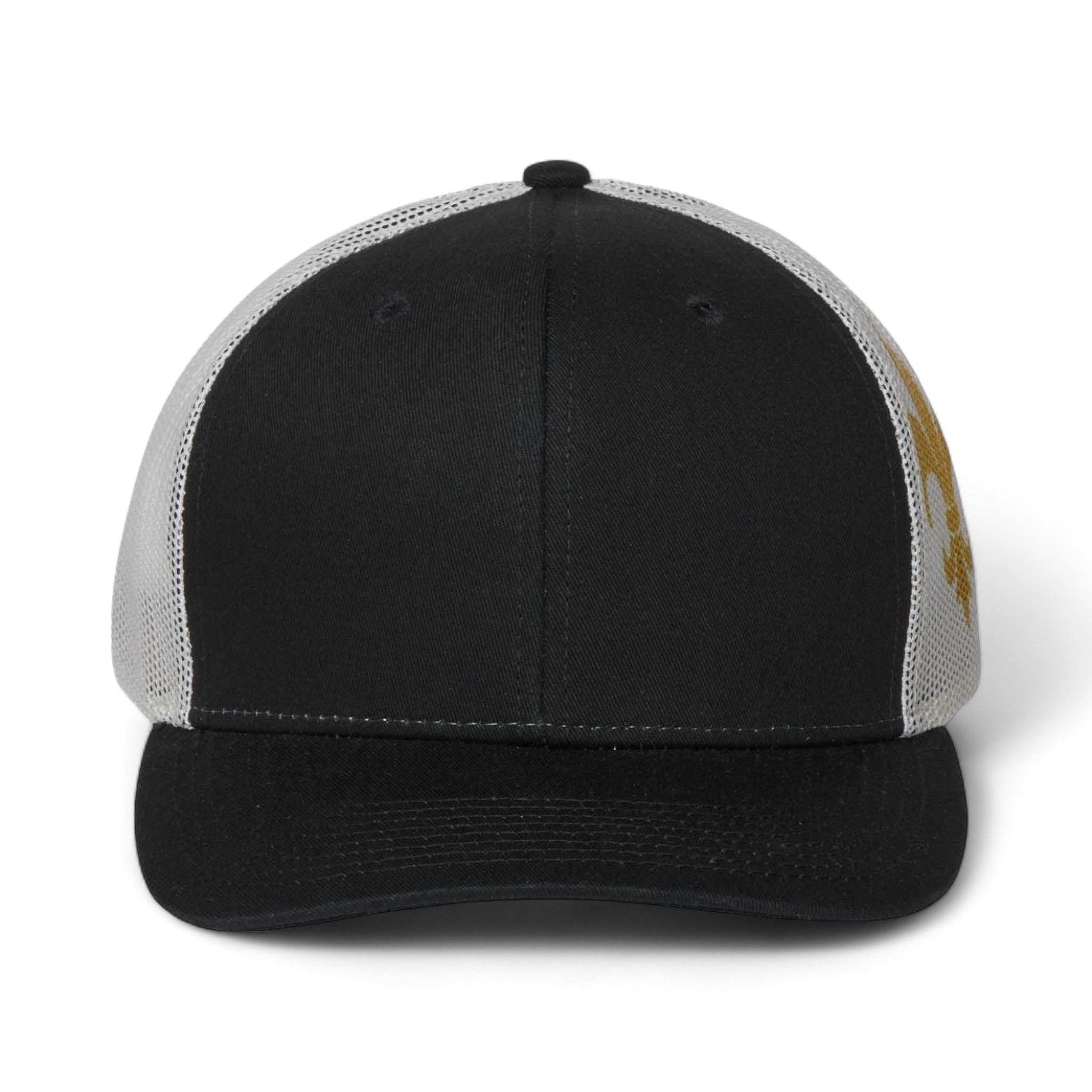 Front view of Kati S700M custom hat in black and vegas gold