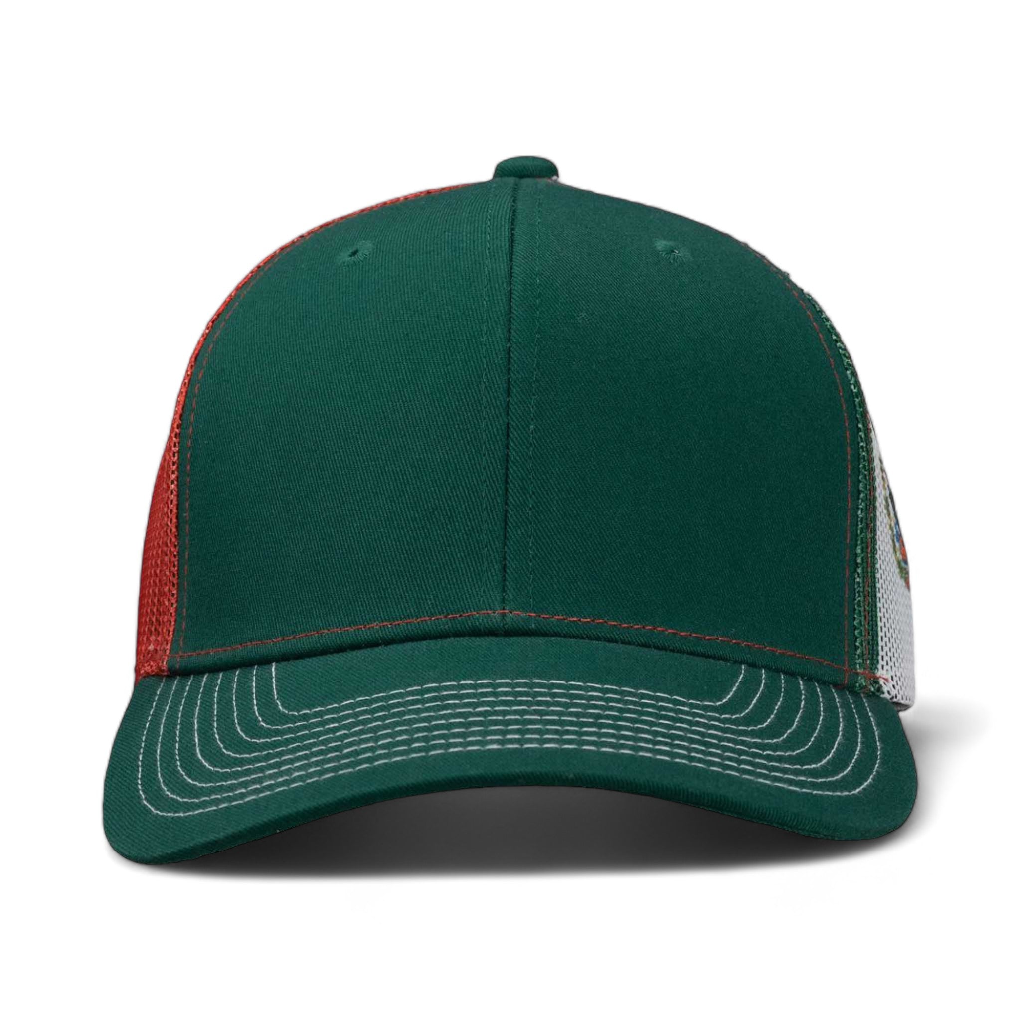 Front view of Kati S700M custom hat in dark green, red and mexico flag