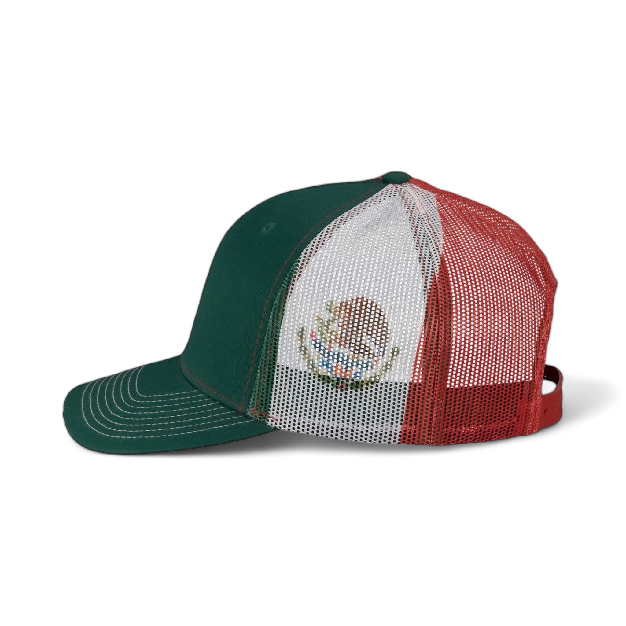 Side view of Kati S700M custom hat in dark green, red and mexico flag