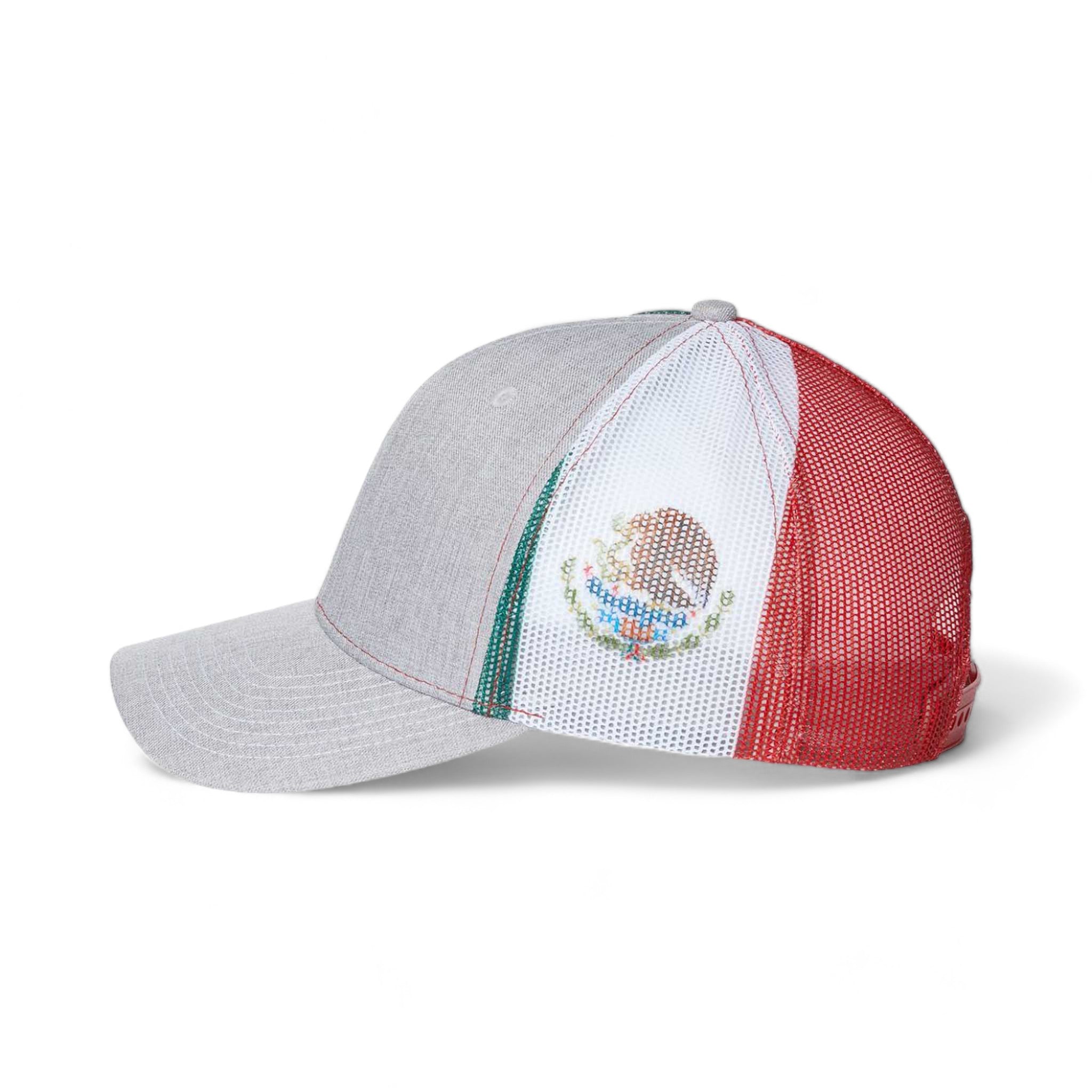 Side view of Kati S700M custom hat in heather, red and mexico