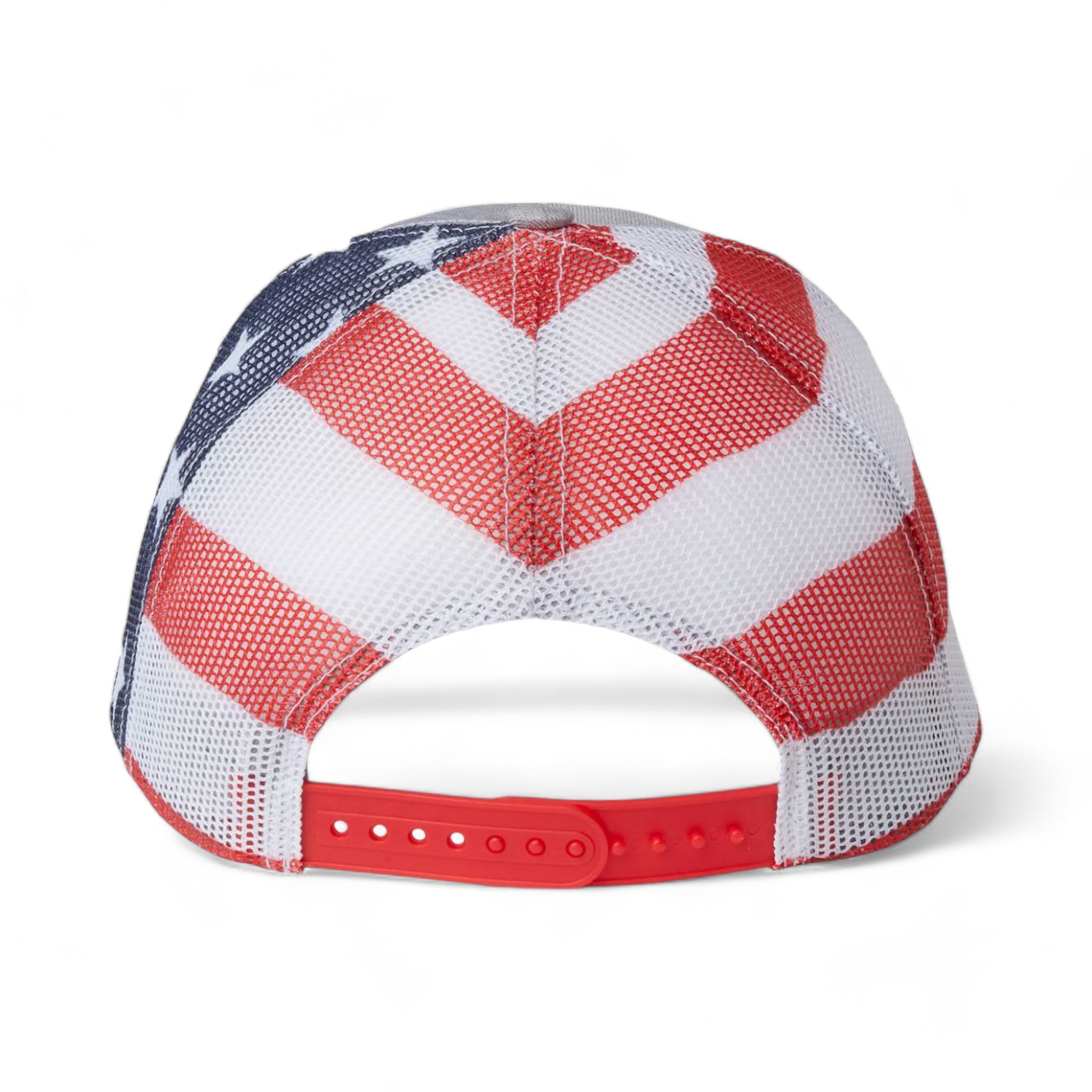 Back view of Kati S700M custom hat in heather and usa flag