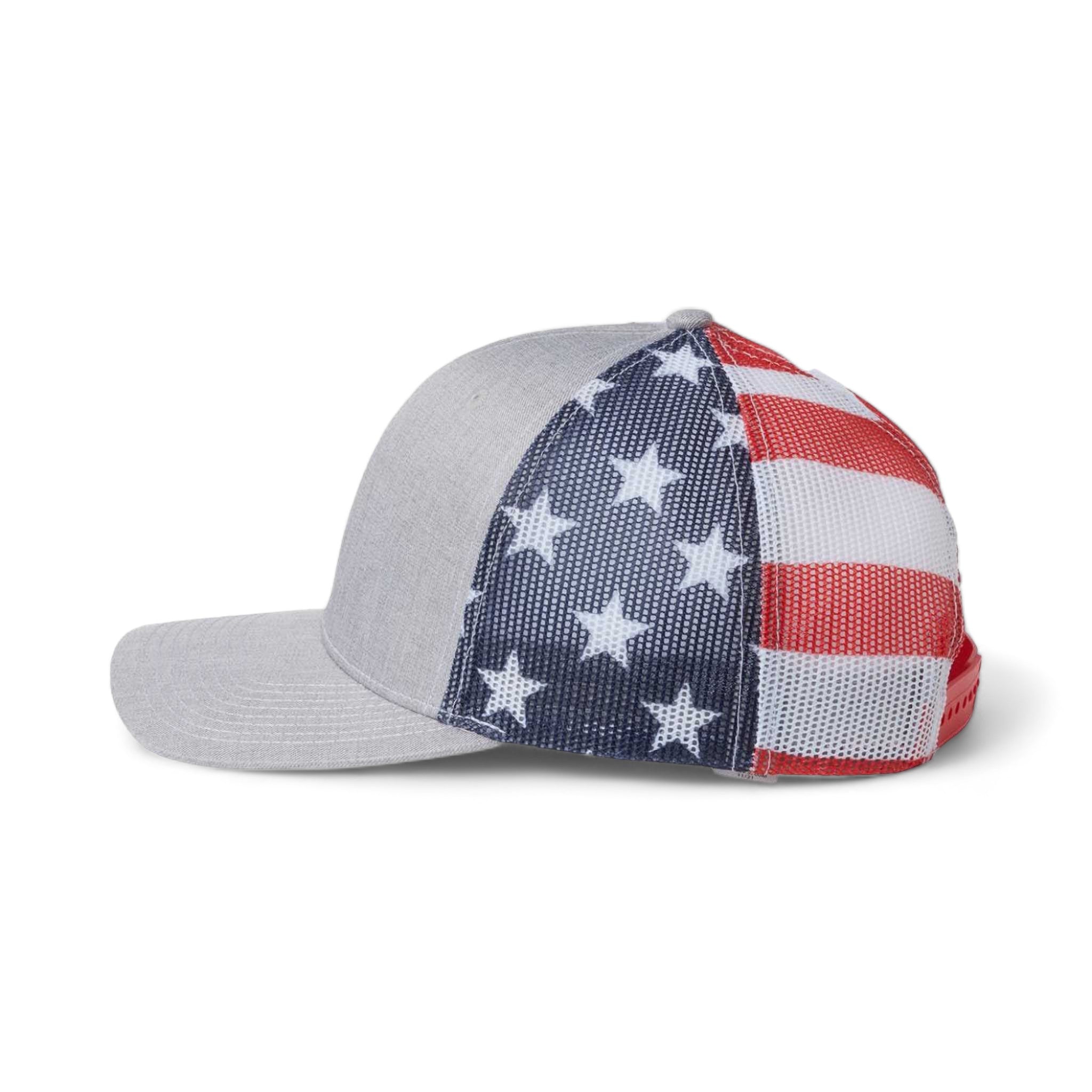 Side view of Kati S700M custom hat in heather and usa flag