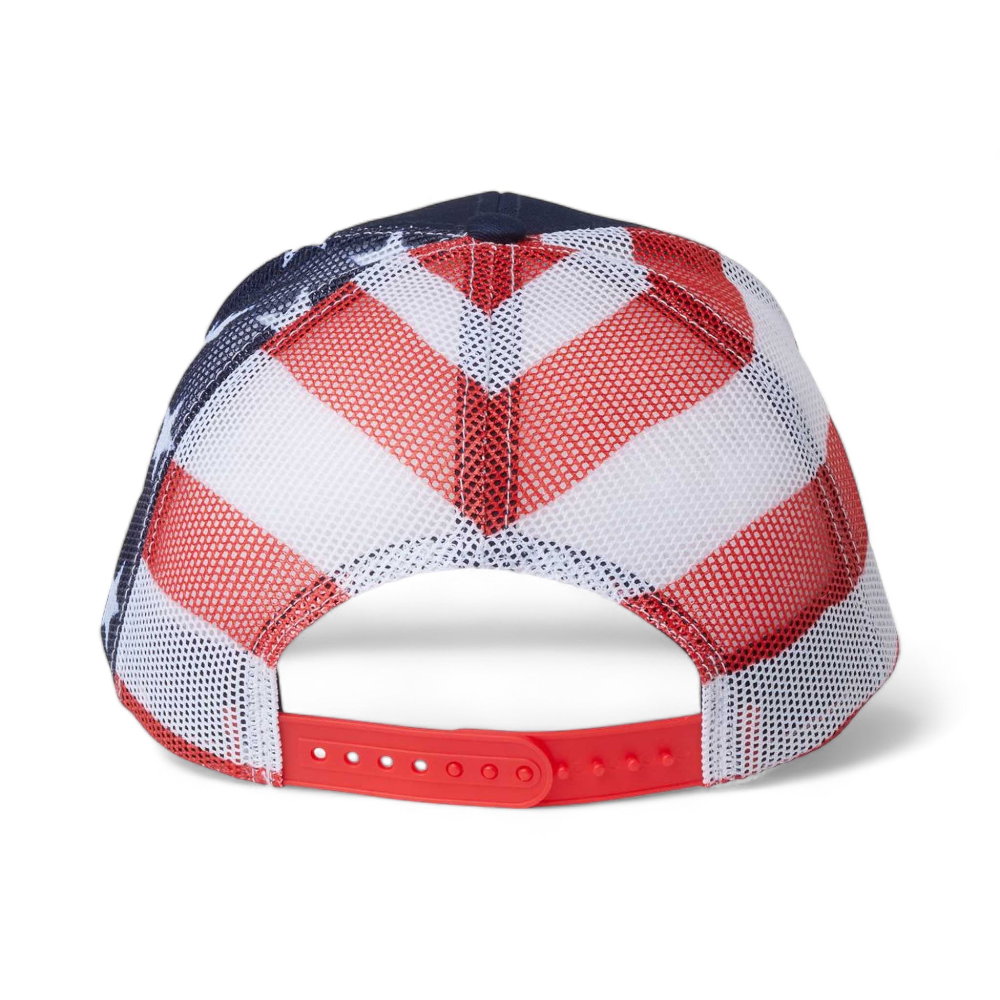 Back view of Kati S700M custom hat in navy and usa flag