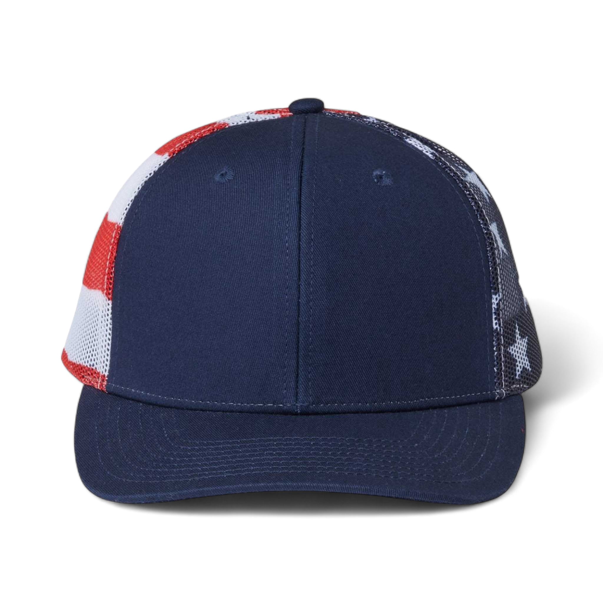 Front view of Kati S700M custom hat in navy and usa flag