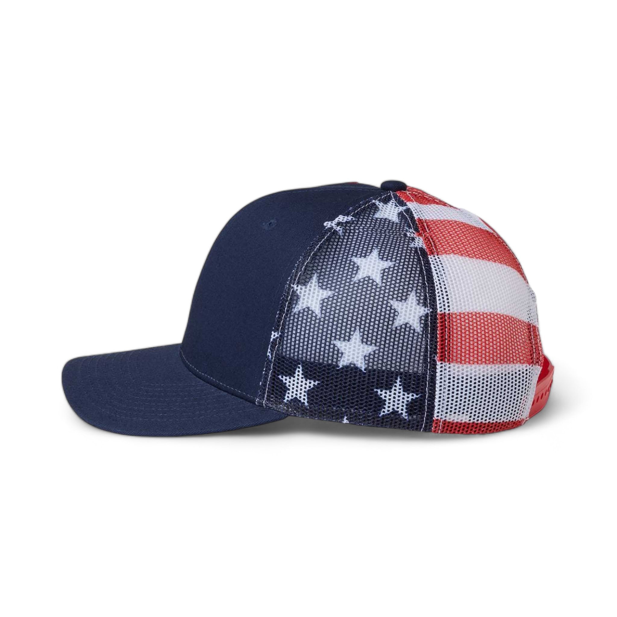Side view of Kati S700M custom hat in navy and usa flag