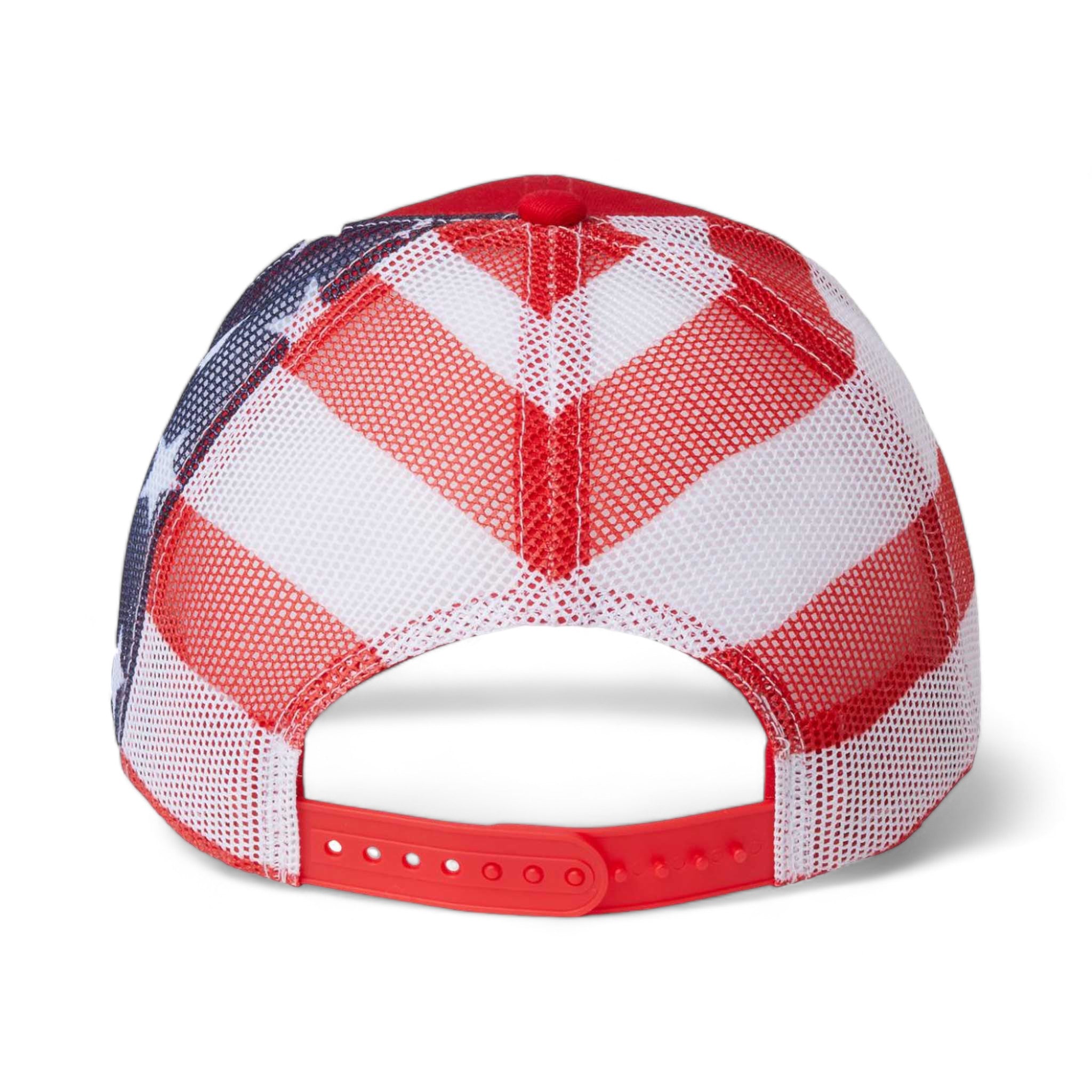 Back view of Kati S700M custom hat in red and usa flag