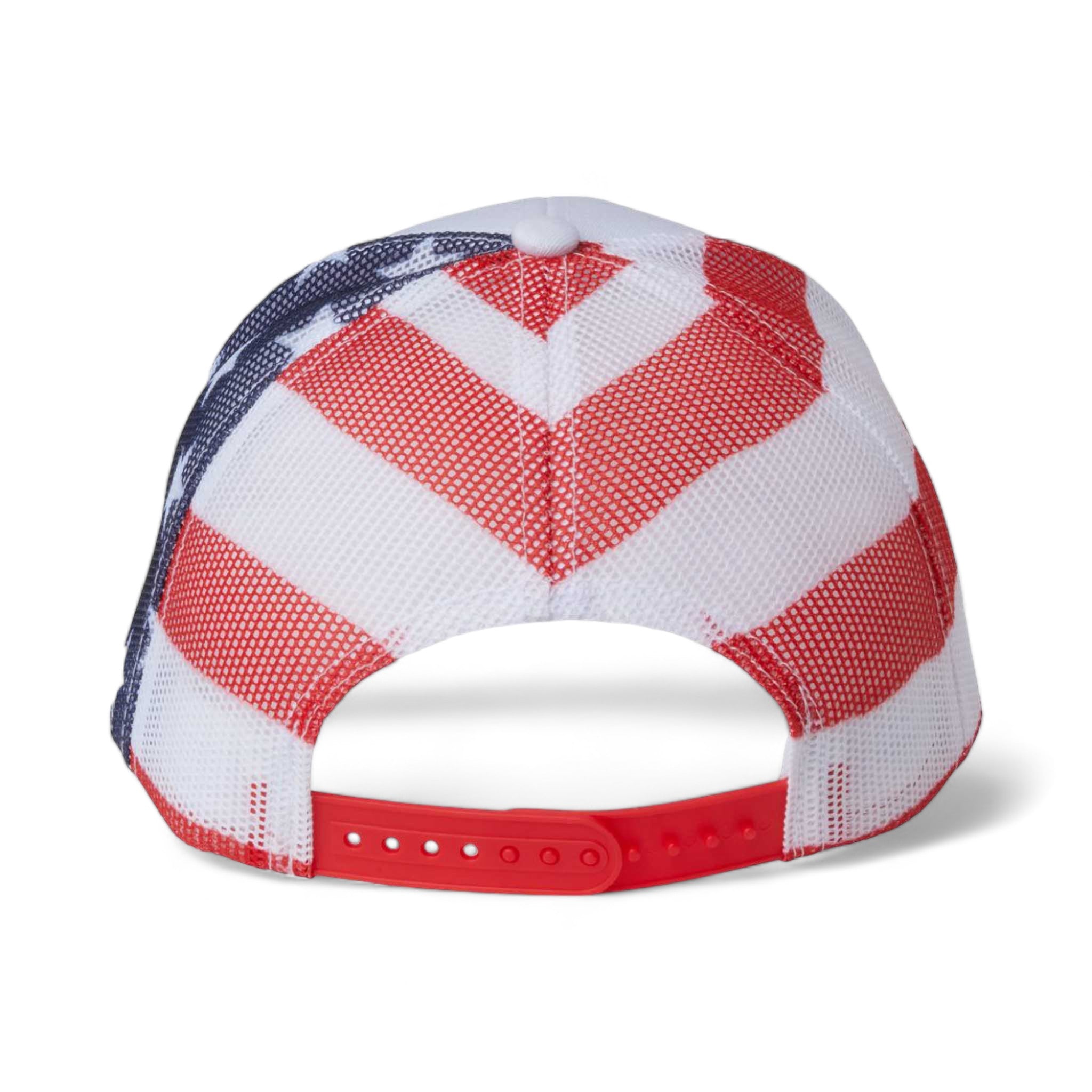 Back view of Kati S700M custom hat in white and usa flag