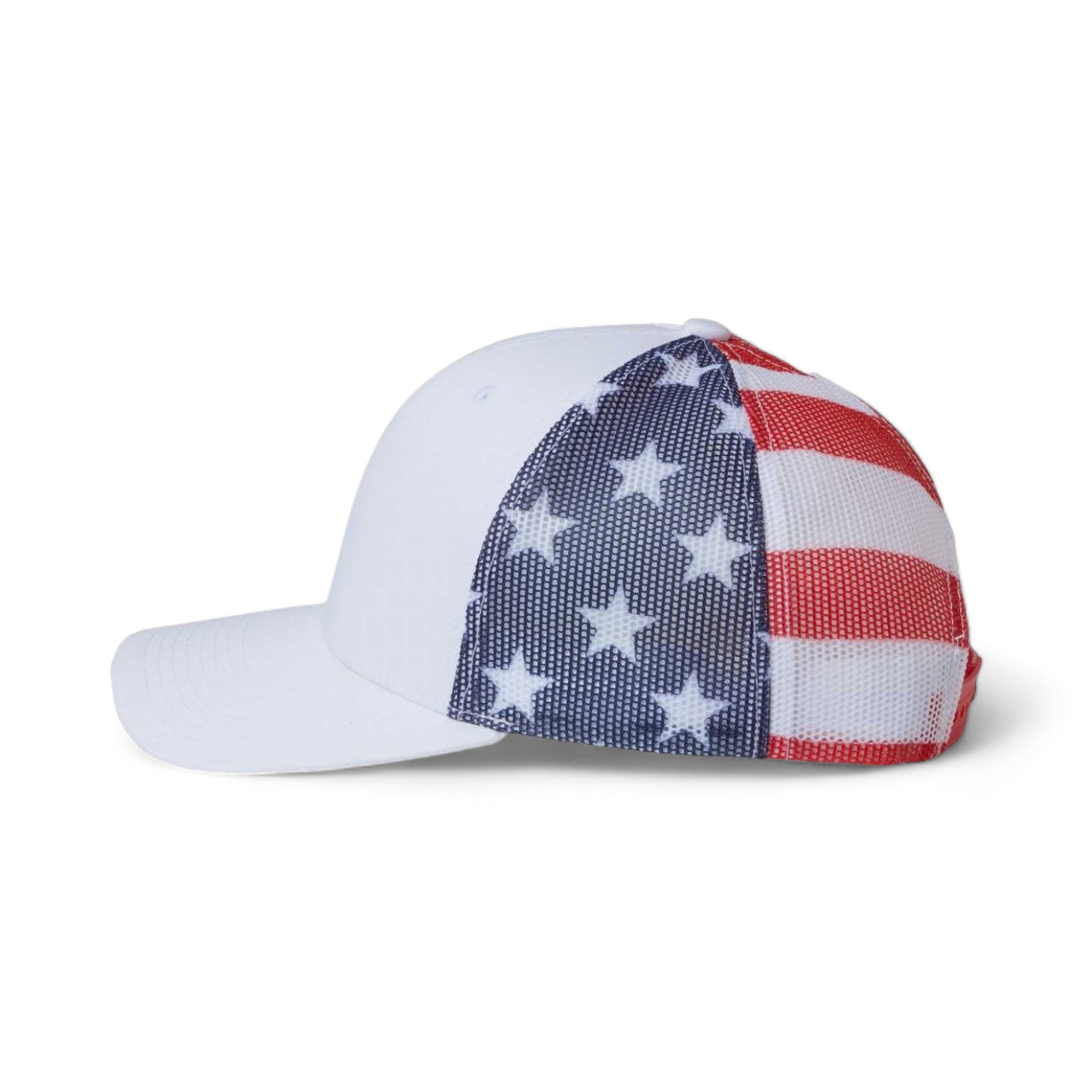 Side view of Kati S700M custom hat in white and usa flag
