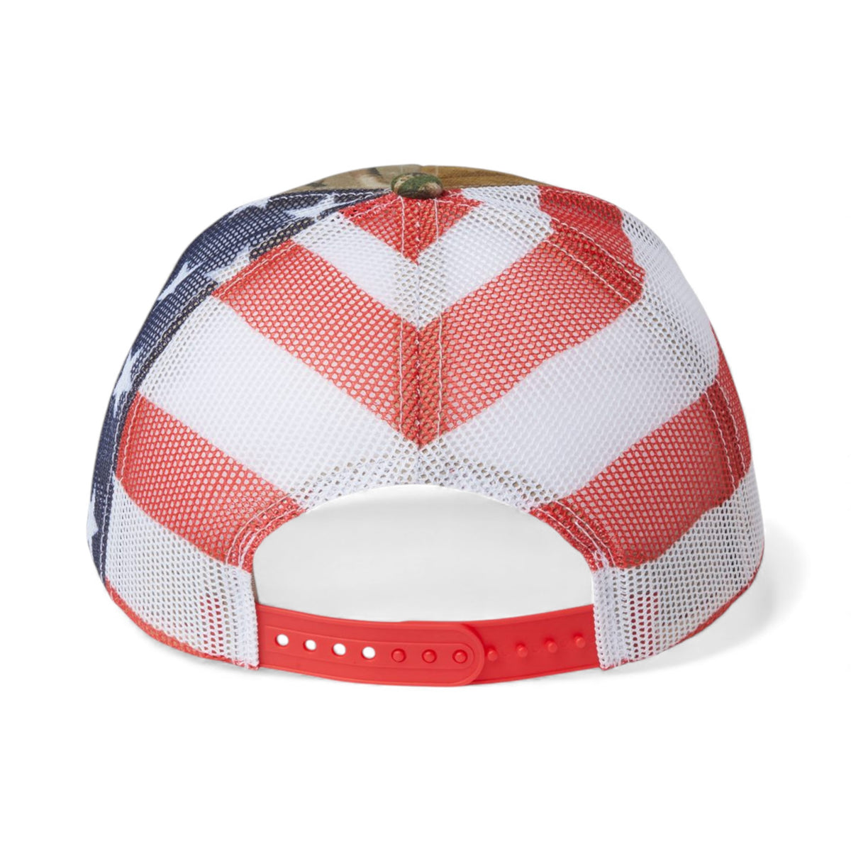 Back view of Kati S700M custom hat in all purpose and usa flag