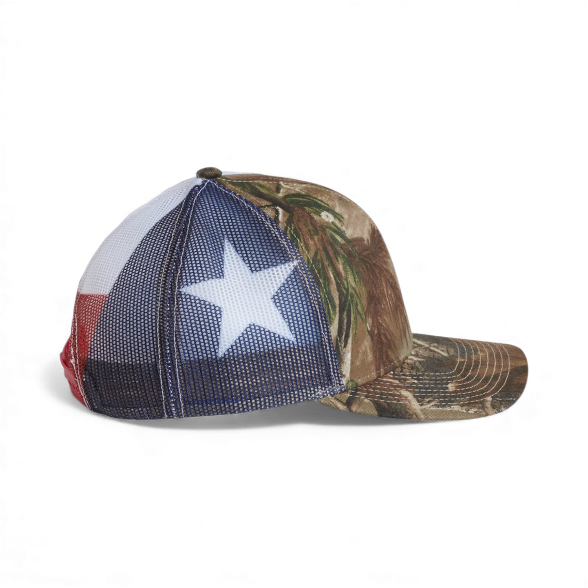 Right side view of Kati S700M custom hat in all purpose and texas flag