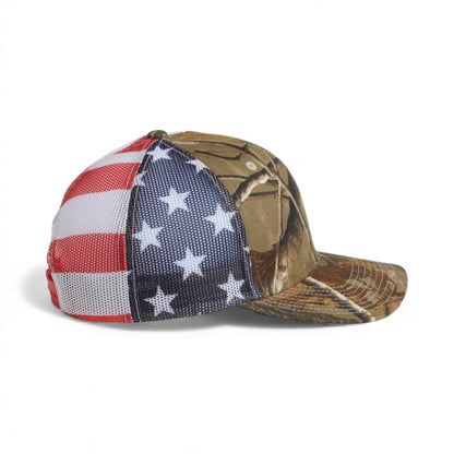 Right side view of Kati S700M custom hat in all purpose and usa flag