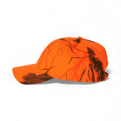 Left side view of Kati SN200 custom hat in blaze realtree ap