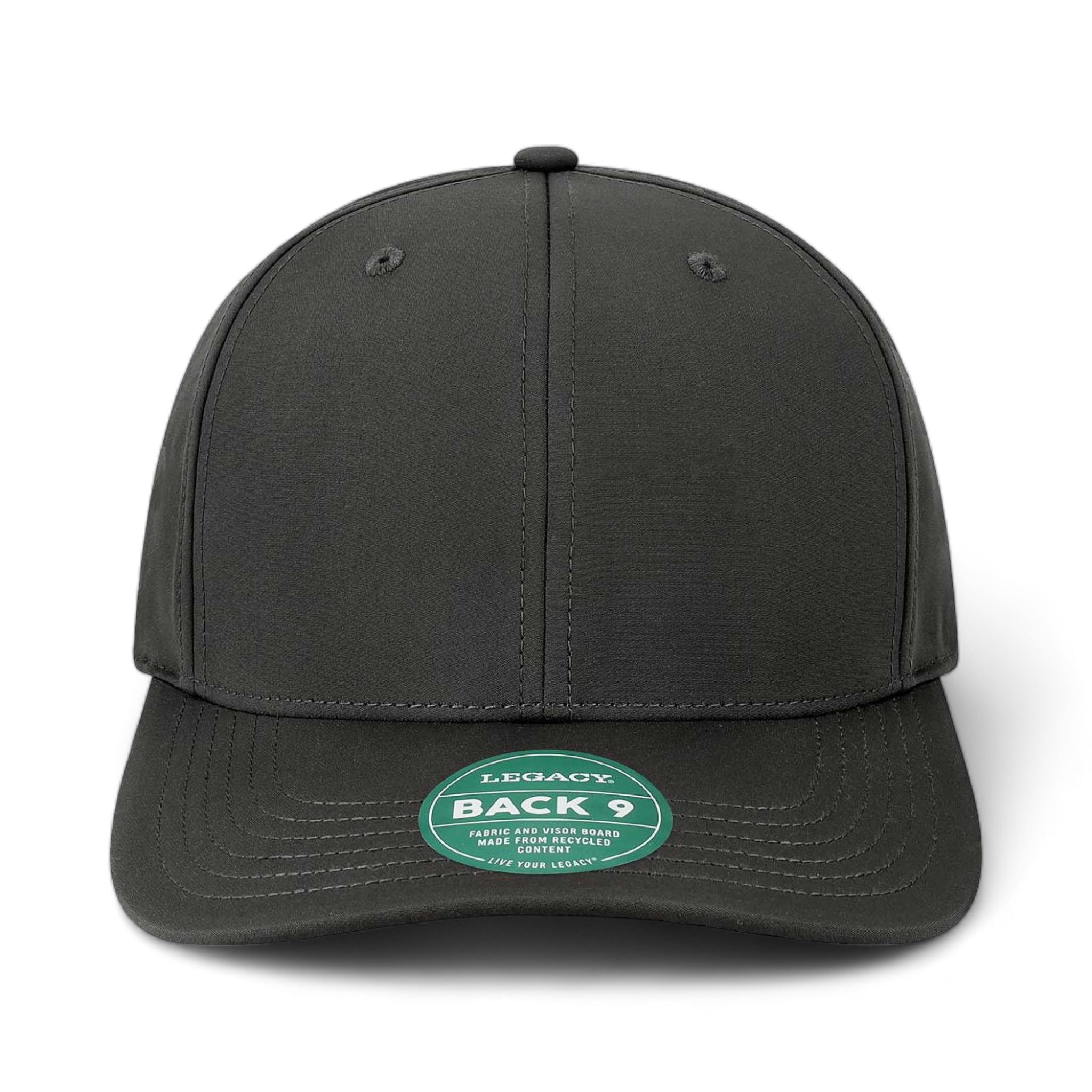 Front view of LEGACY B9A custom hat in black