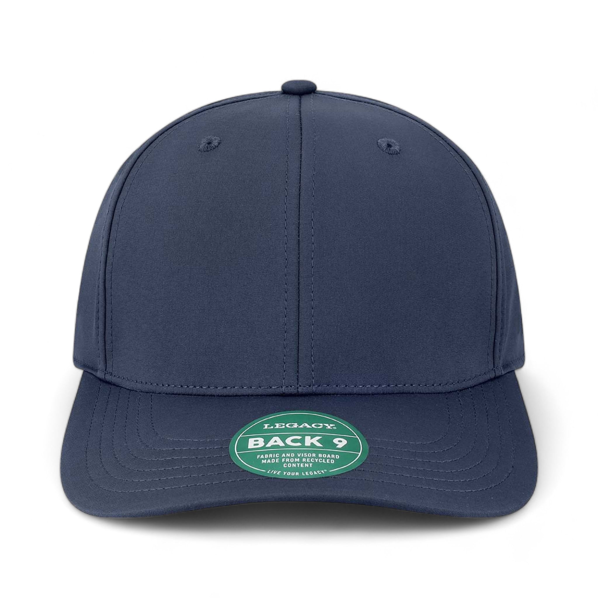 Front view of LEGACY B9A custom hat in navy