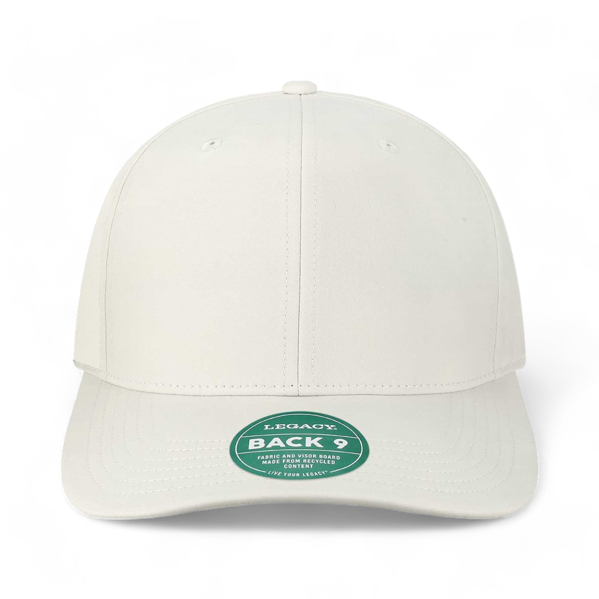 Front view of LEGACY B9A custom hat in white