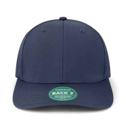 Front view of LEGACY B9A custom hat in navy