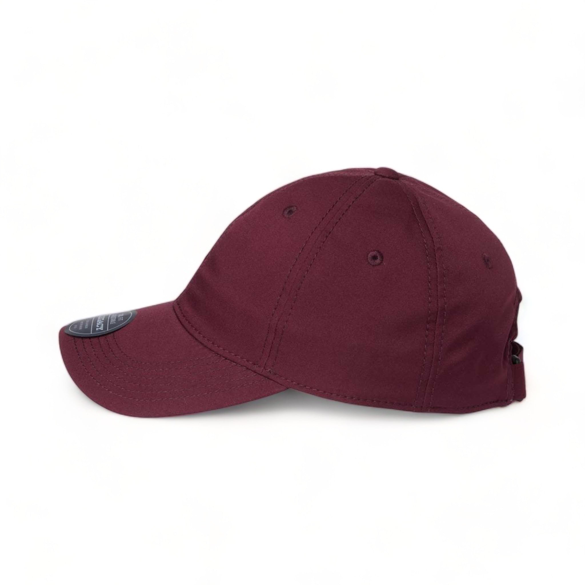 Side view of LEGACY CFA custom hat in burgundy