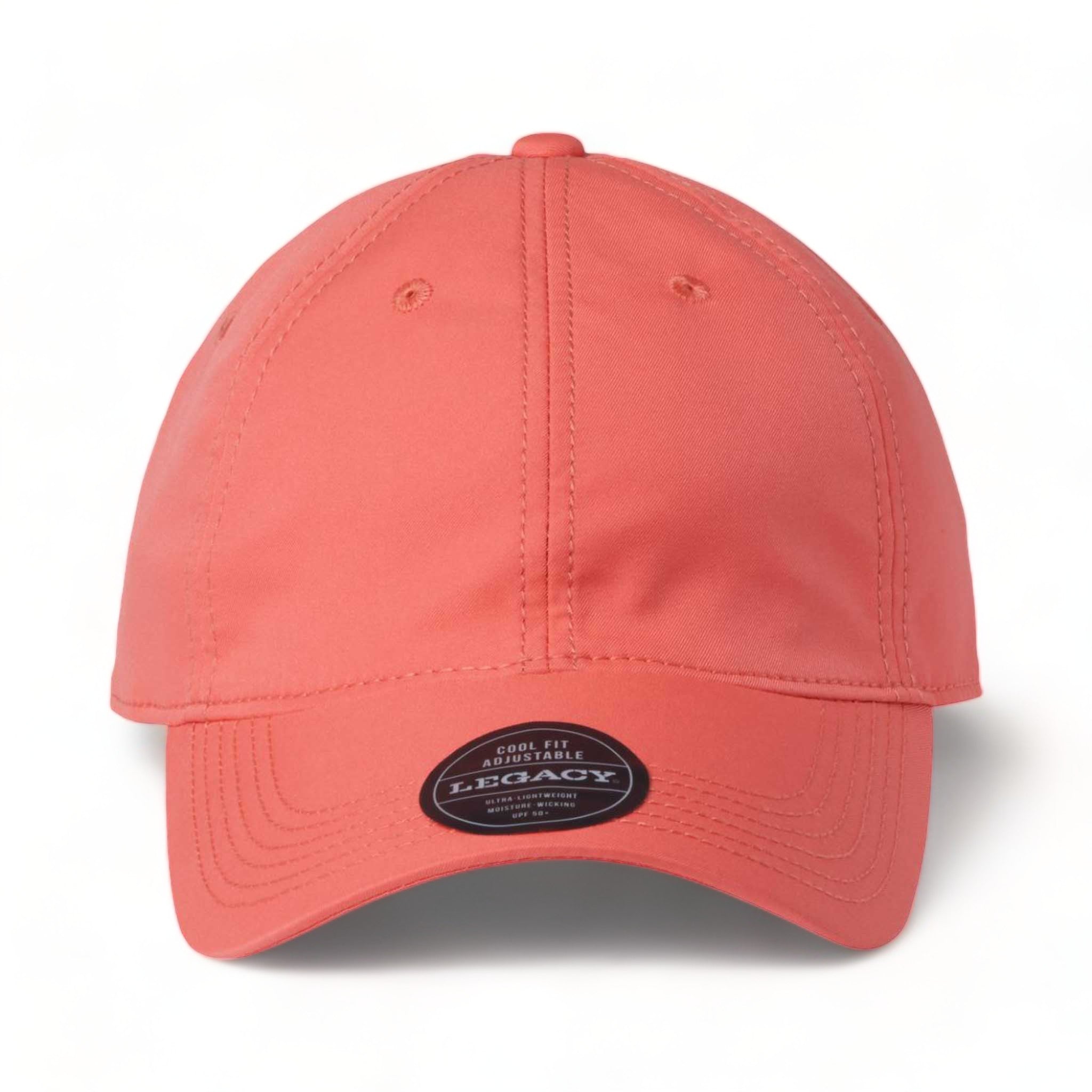 Front view of LEGACY CFA custom hat in coral
