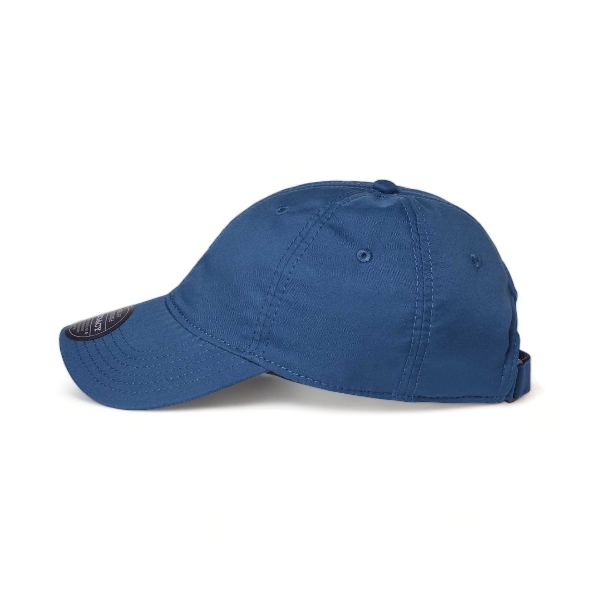 Side view of LEGACY CFA custom hat in dark blue