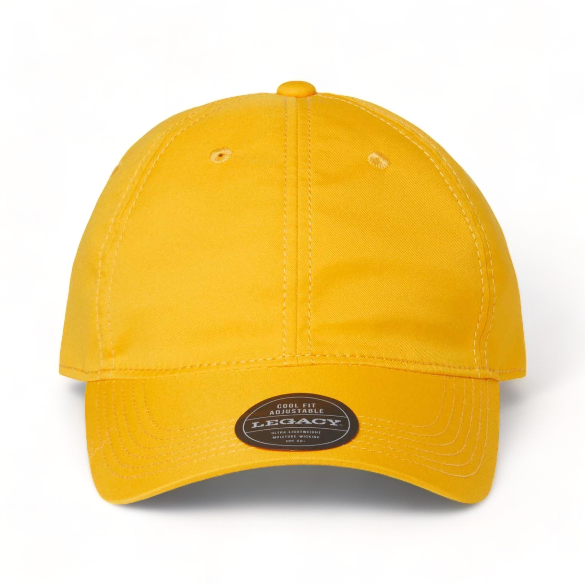 Front view of LEGACY CFA custom hat in gold