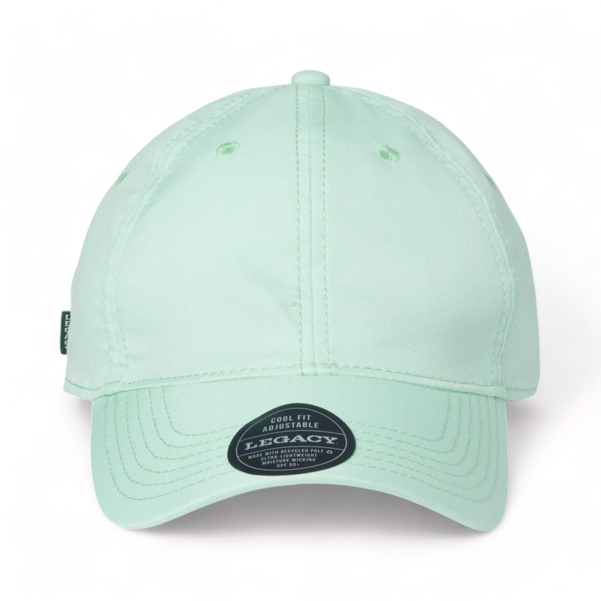 Front view of LEGACY CFA custom hat in light mint