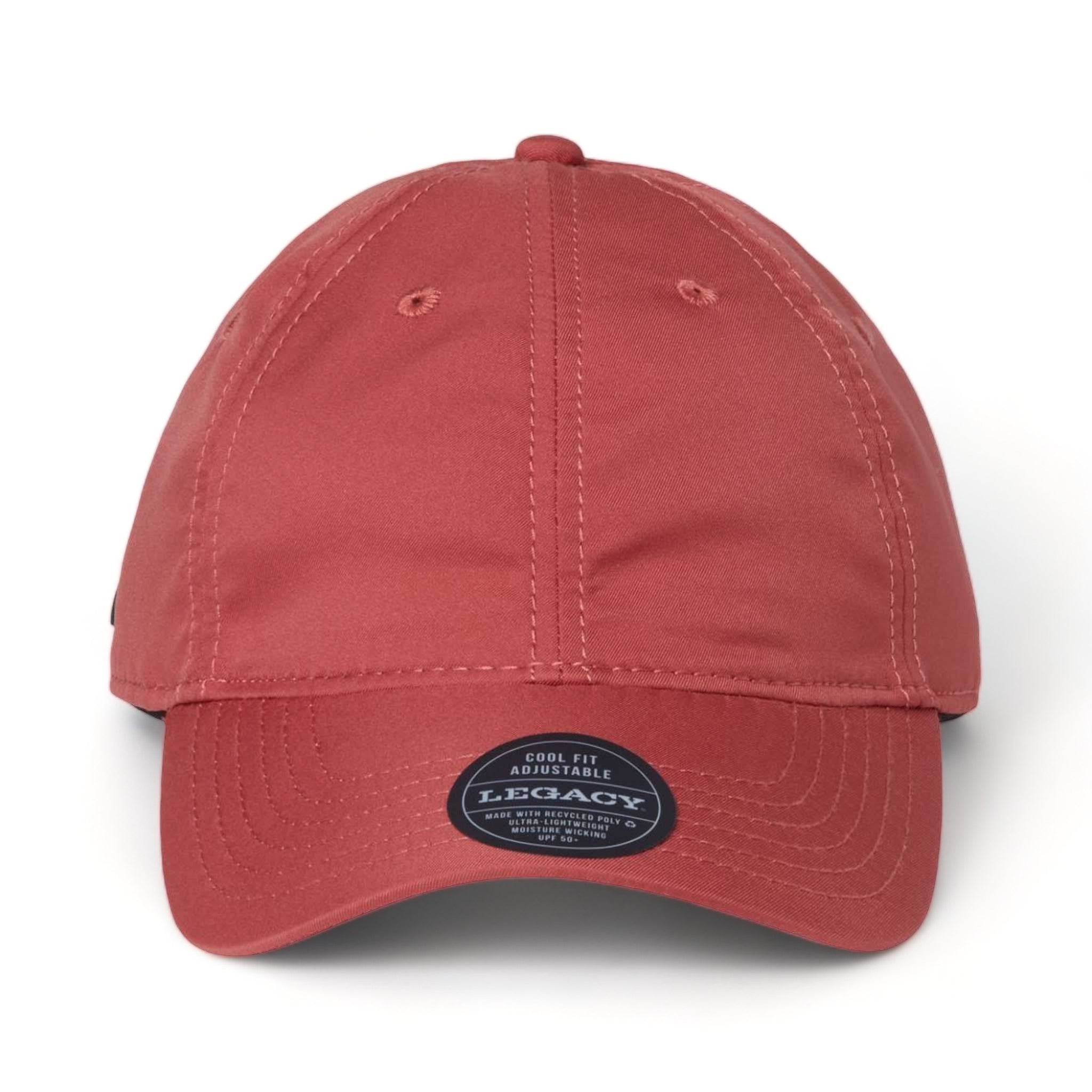 Front view of LEGACY CFA custom hat in nantucket red