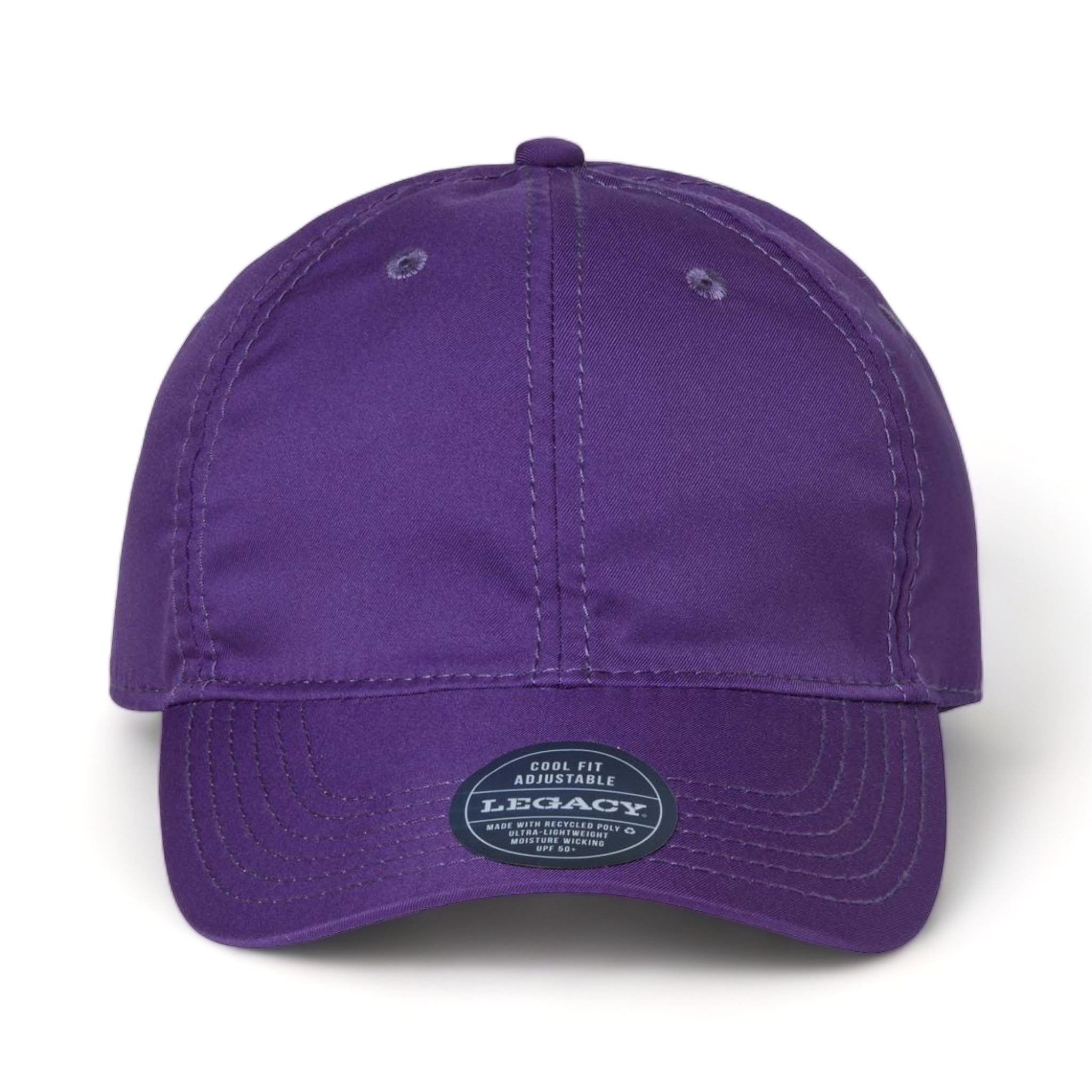 Front view of LEGACY CFA custom hat in purple