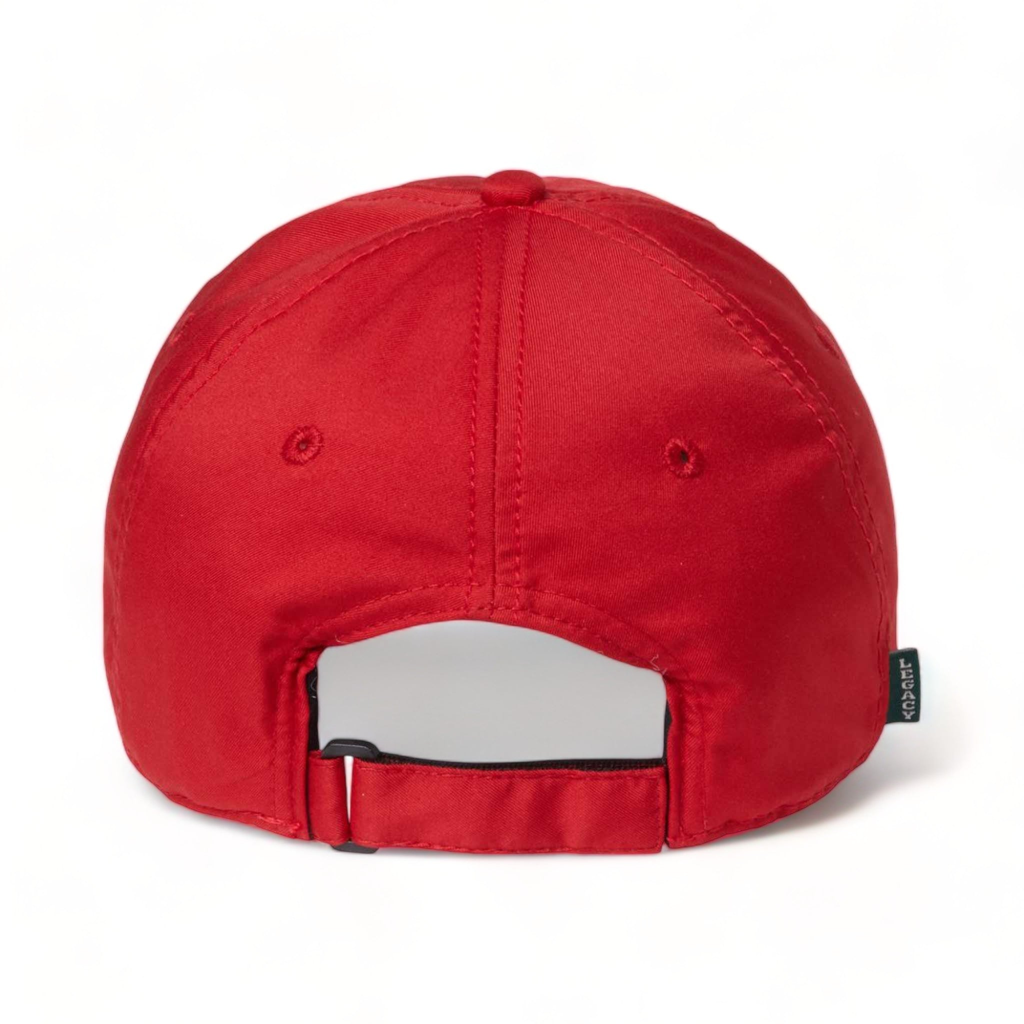Back view of LEGACY CFA custom hat in scarlet