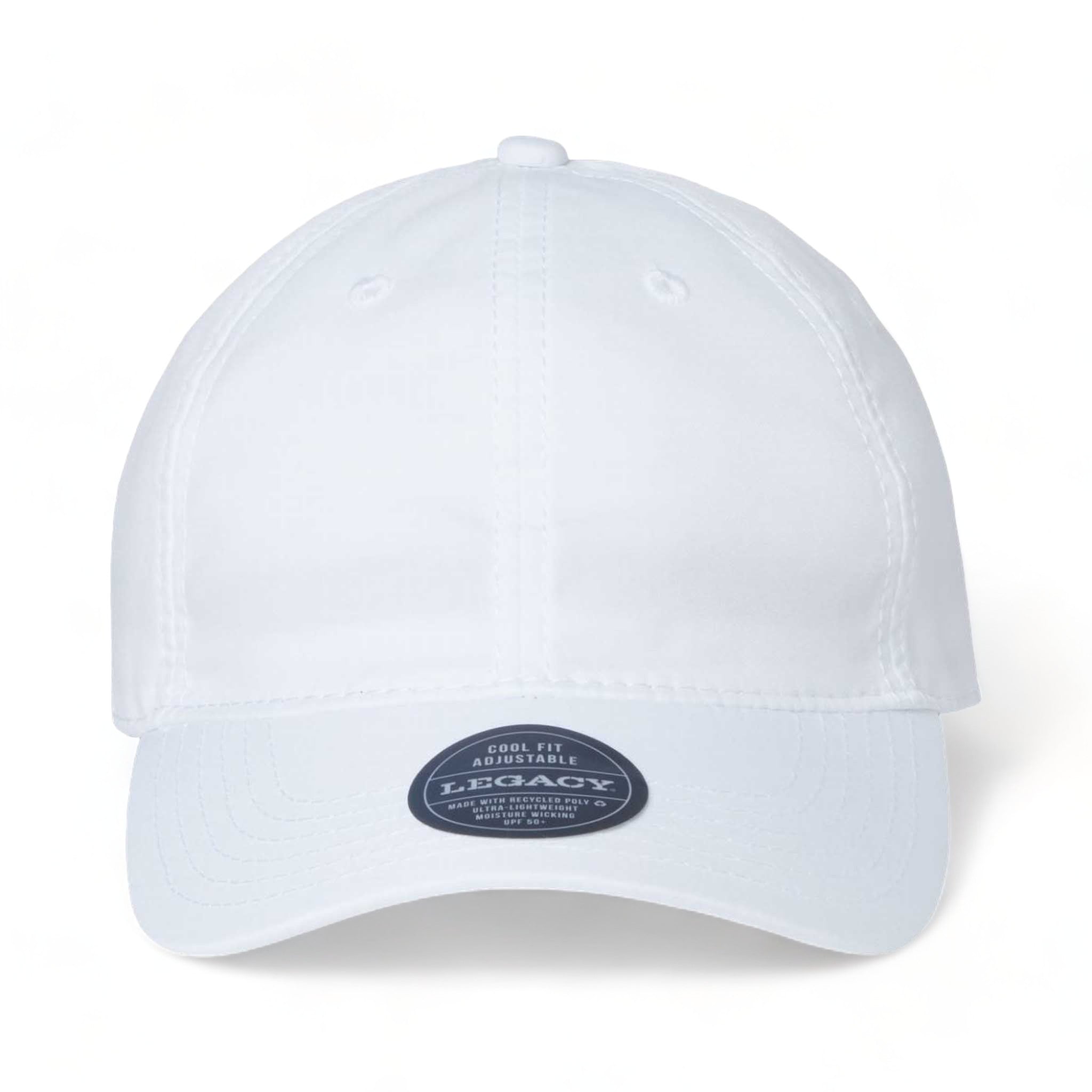 Front view of LEGACY CFA custom hat in white