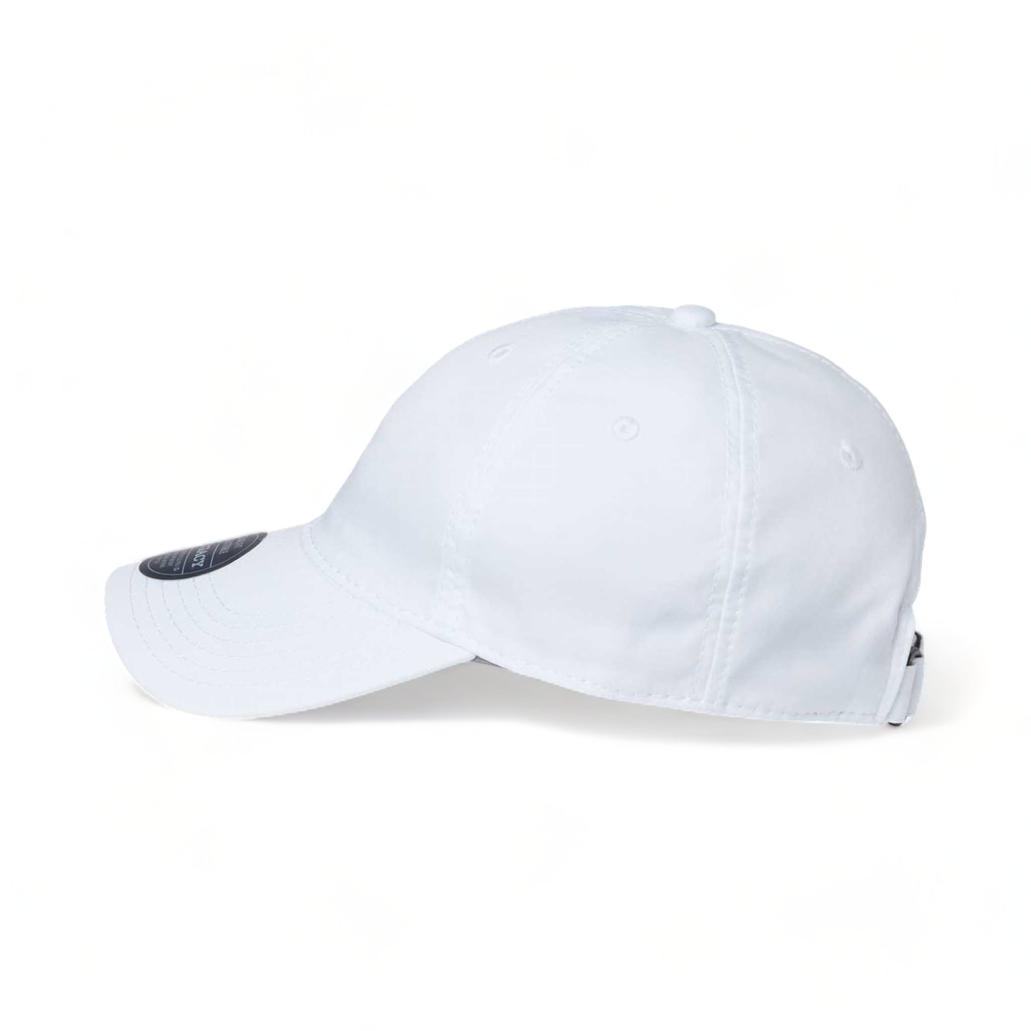 Side view of LEGACY CFA custom hat in white
