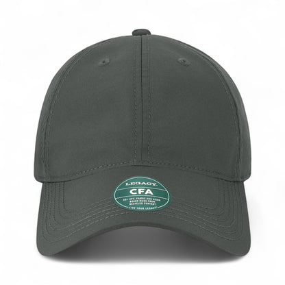 Front view of LEGACY CFA custom hat in dark grey