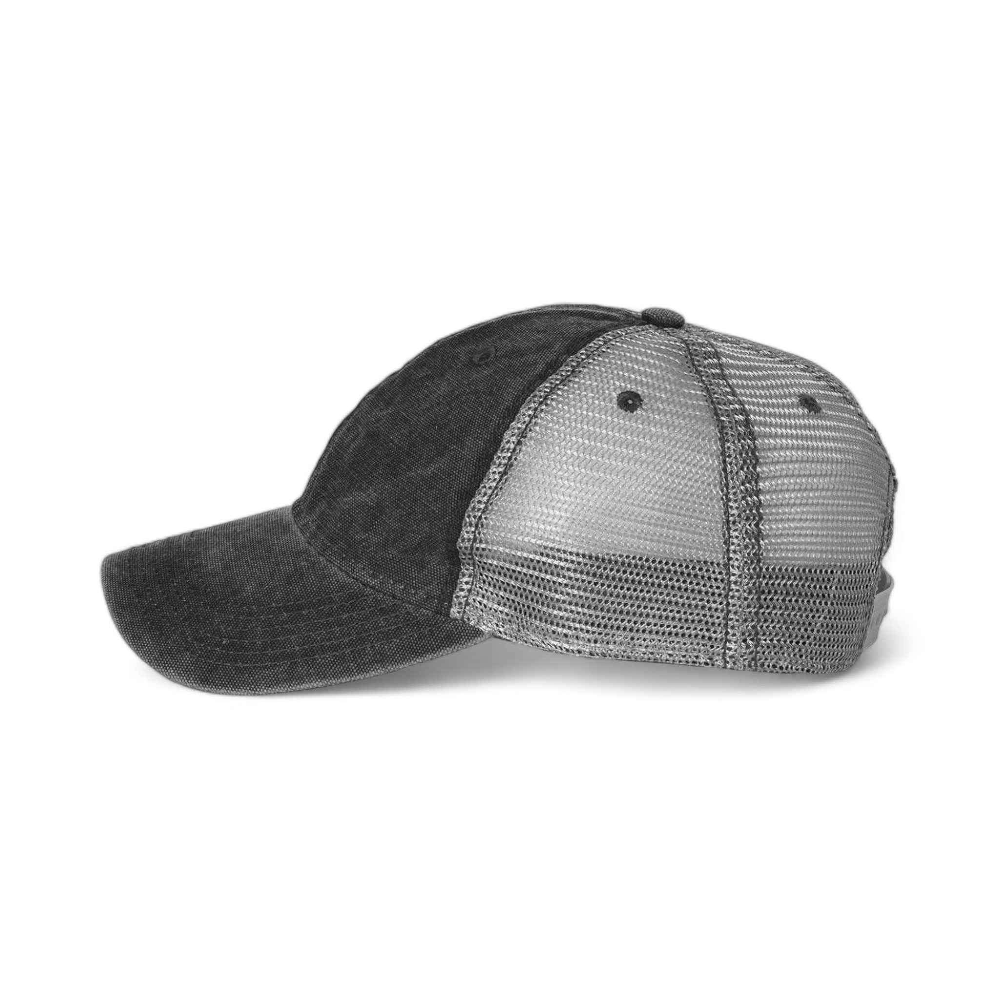Side view of LEGACY DTA custom hat in black and grey