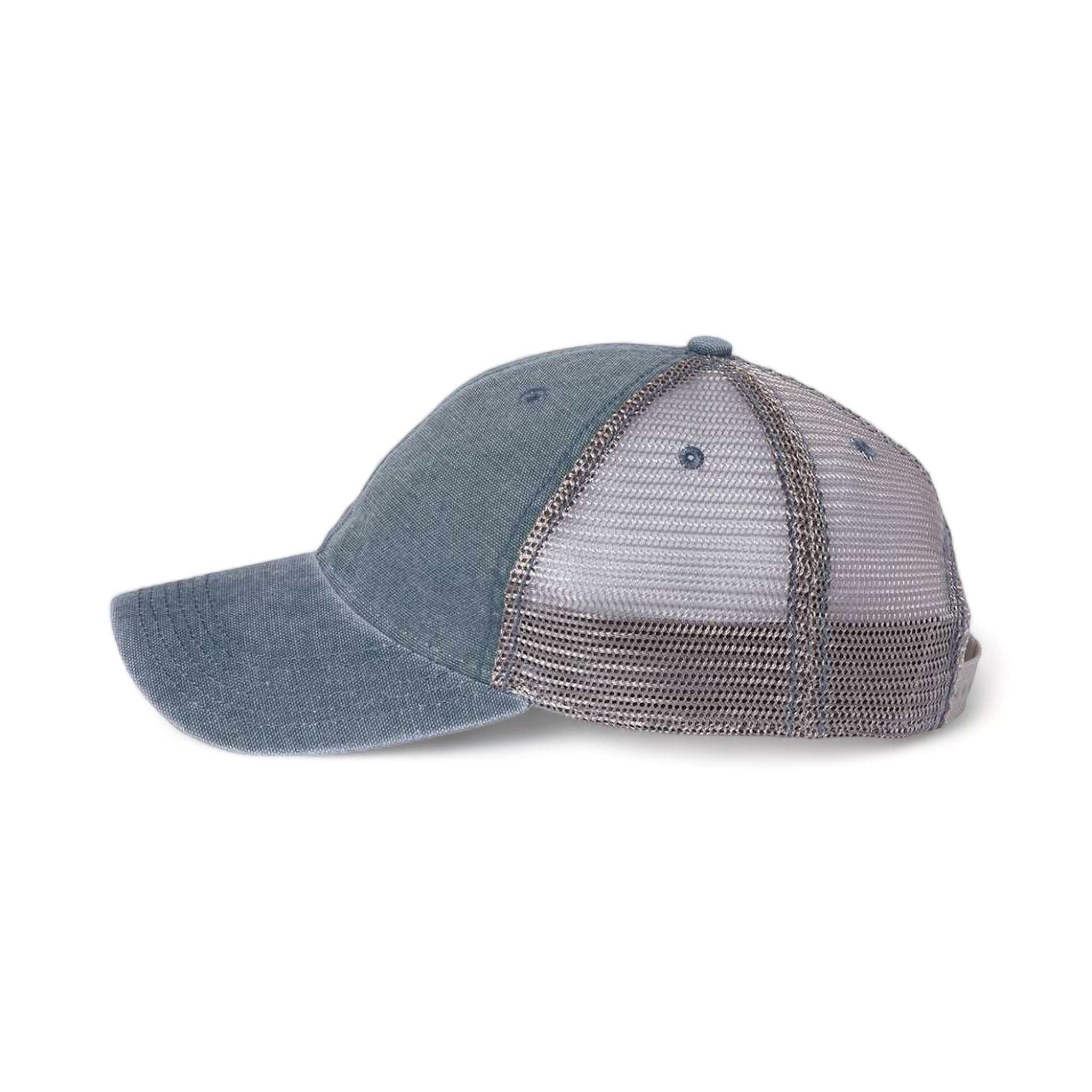 Side view of LEGACY DTA custom hat in blue steel and grey