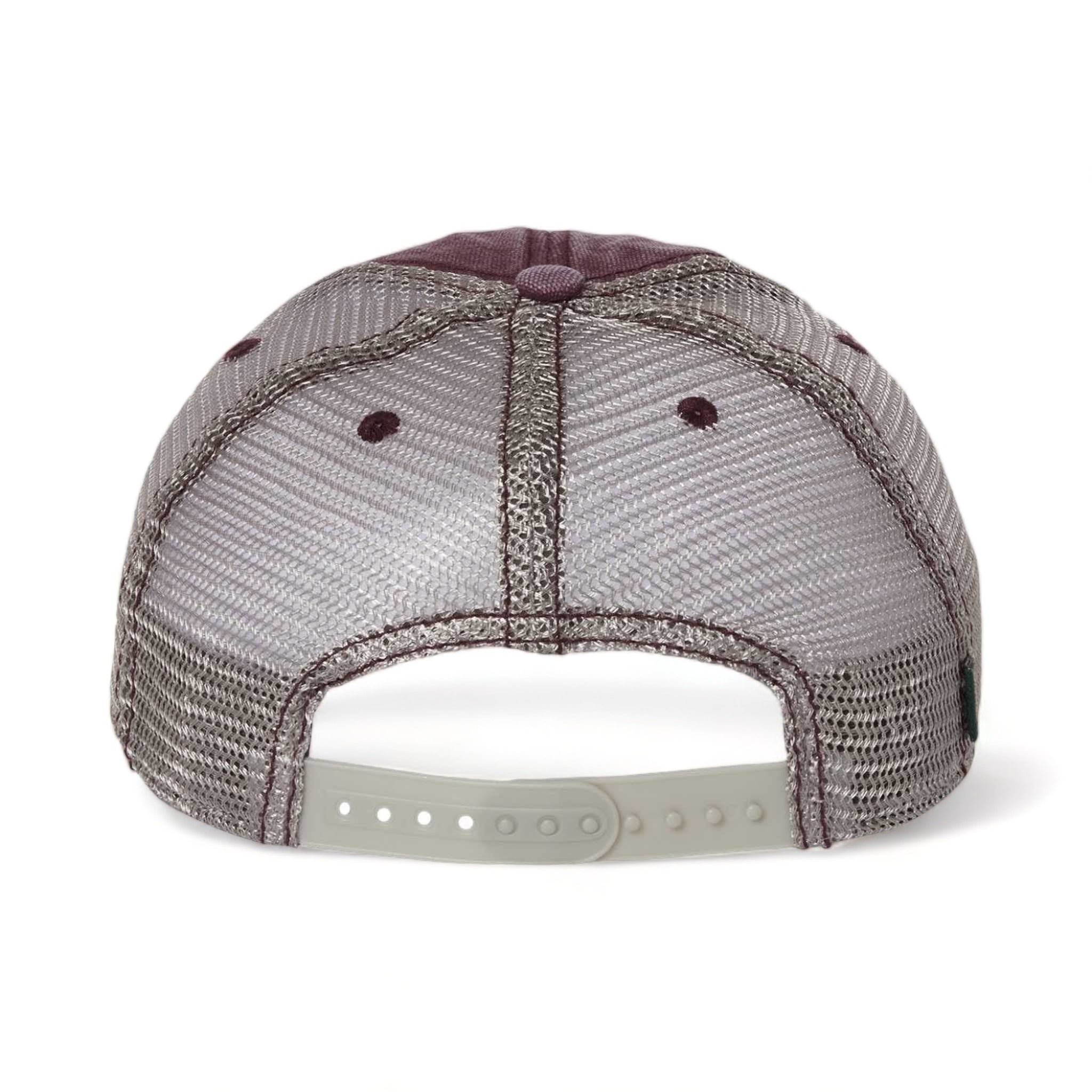 Back view of LEGACY DTA custom hat in burgundy and grey