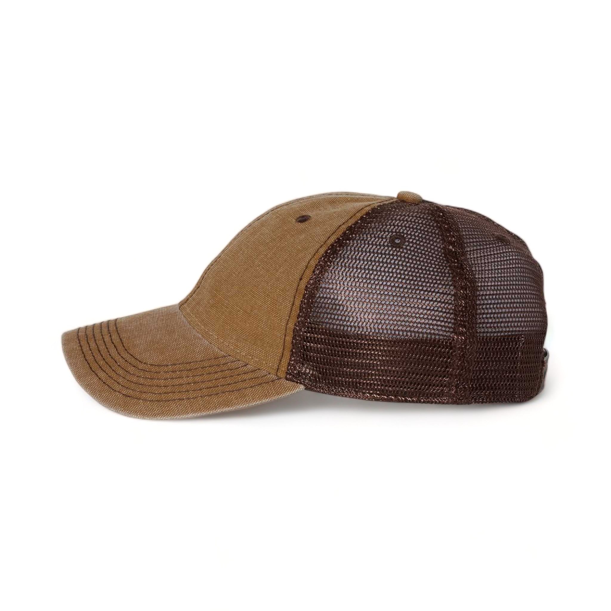 Side view of LEGACY DTA custom hat in camel and brown